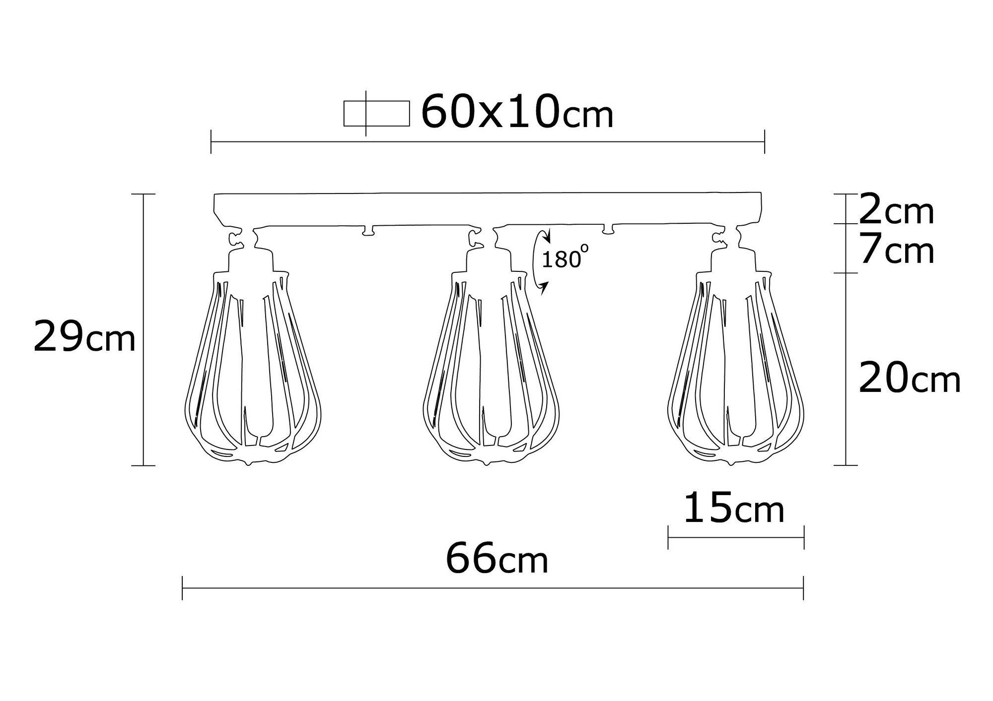 Metallkörper x 4 cm, 58 Kronleuchter NOR, Fetiye Schwarz, x 6 Opviq