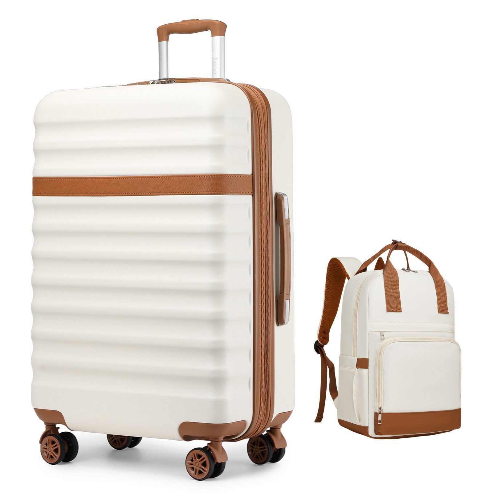 KONO Kofferset ABS+PC Hartschalen-Trolley (55/65/75 cm) + Laptop-Rucksack (41 cm), (2 tlg)