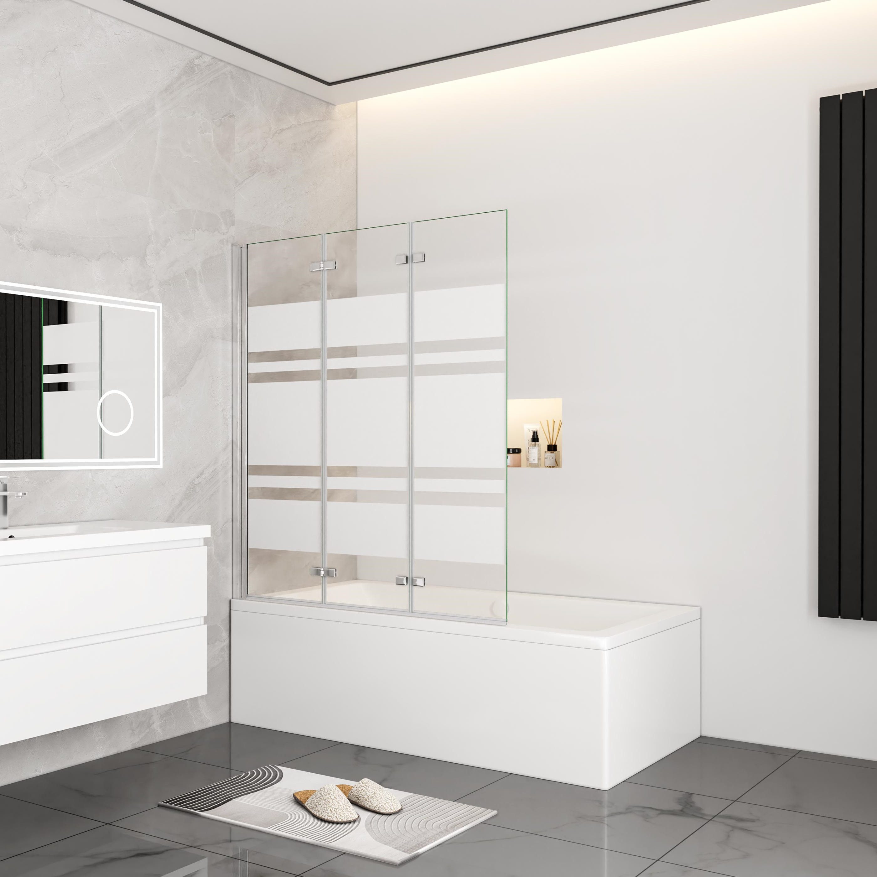 duschspa Badewannenaufsatz 140cm 6mm ESG Faltwand Duschabtrennung Badewanne günstig online kaufen