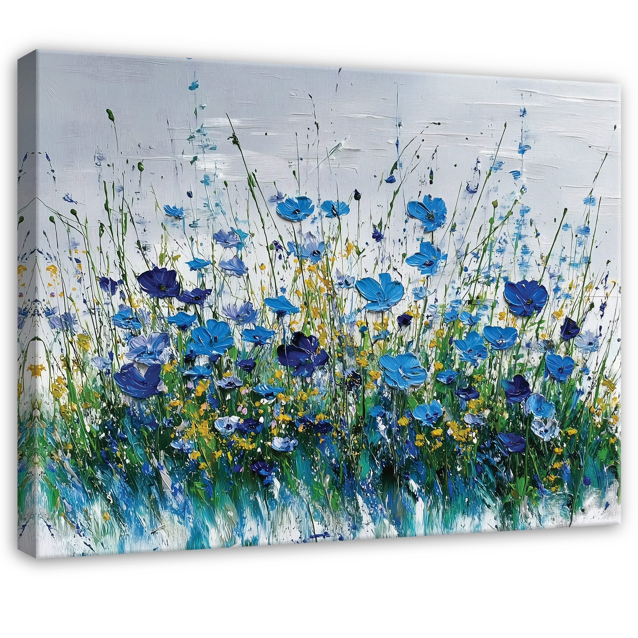 Wallarena Leinwandbild Blumen Zeichnung Grün Modern Wandbilder Wand Deko XXL Зображення, Blumen - Natur (groß Зображення Wohnzimmer Schlafzimmer Einteilig, 1 St), Зображення Klein Wohnzimmer Schlafzimmer Küche Wandbild Wand Deko 40x30