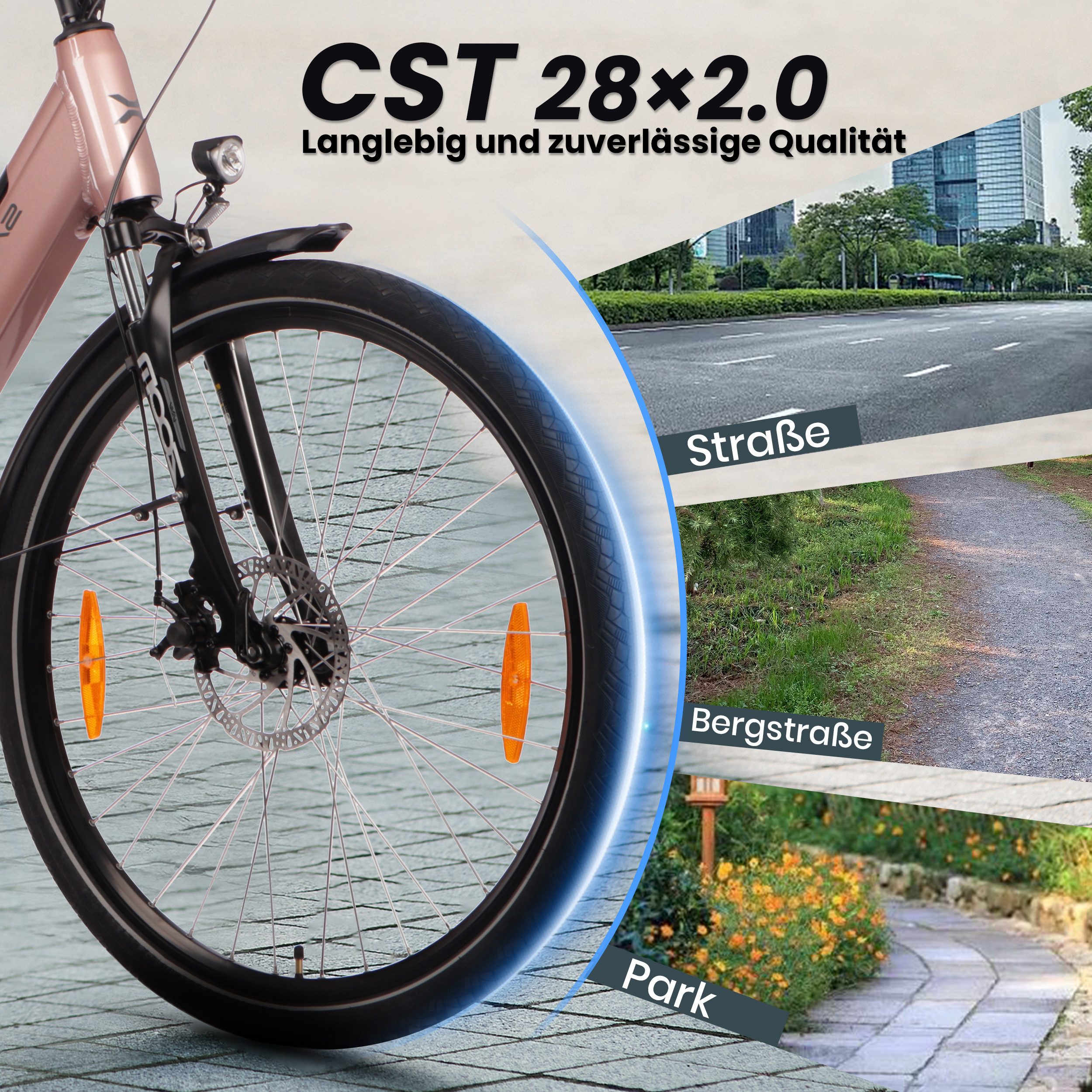 SAXXX E-Bike City Bike 28 inch Electric Bicycle for Women, 468Wh, Frame Size: 45cm, max. 100km, 7-speed SHIMANO Tourney derailleur, rear motor, 468 Wh, (with luggage rack, with removable battery, 95% pre-assembled), E-City Bike, Pedelec with step-through aluminum frame, up to 130kg