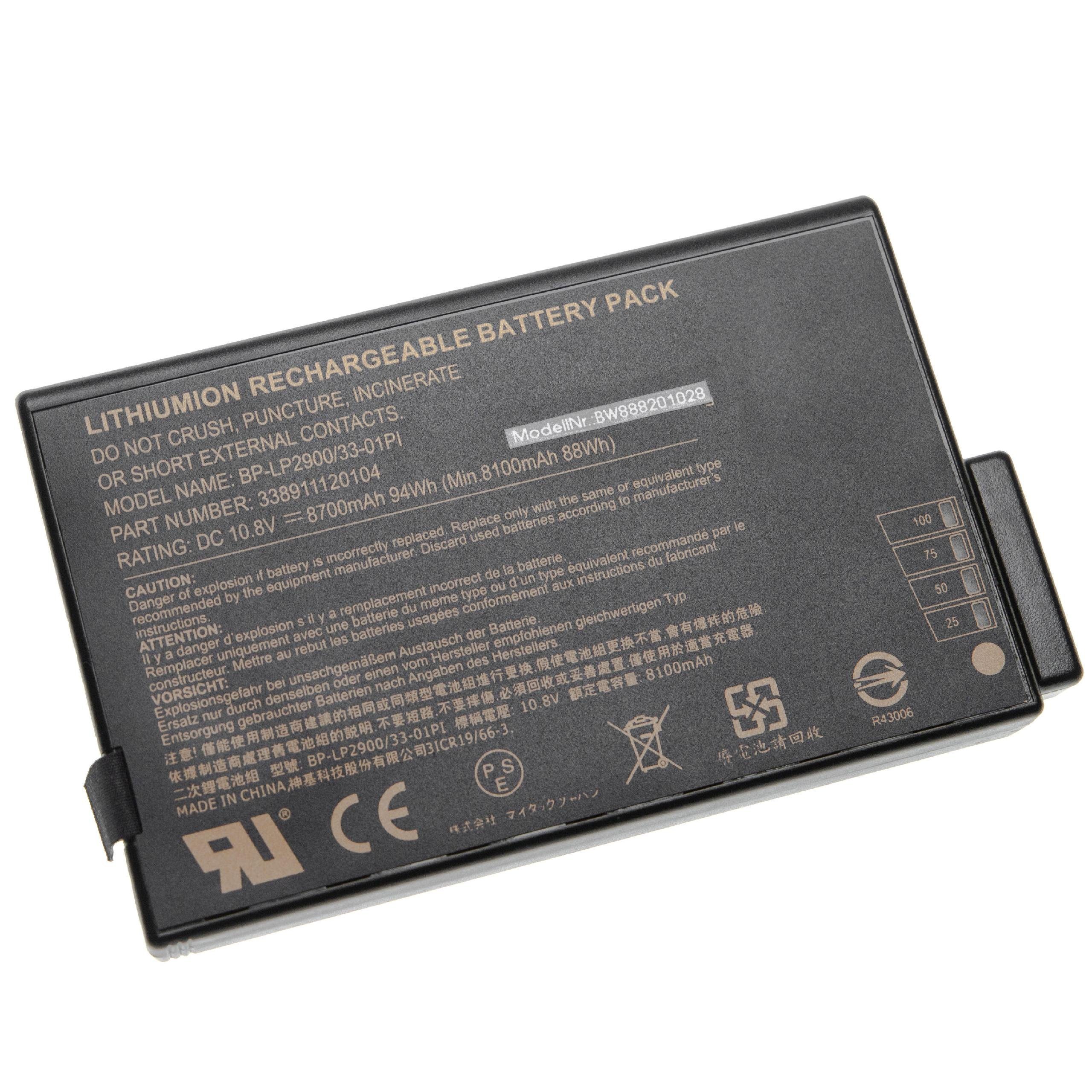 vhbw kompatibel mit Duracell DR-202 Laptop-Akku Li-Ion 8700 mAh (10,8 V)
