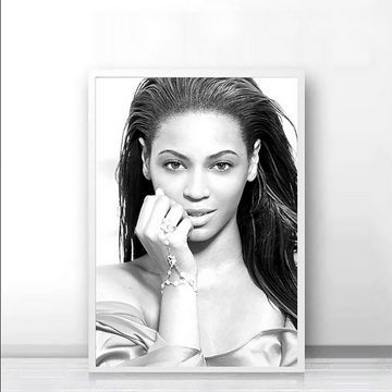 TPFLiving Kunstdruck (OHNE RAHMEN) Poster - Leinwand - Wandbild, Beyoncé - Kunstdrucke der Sängerin und Schauspielerin (Leinwand Wohnzimmer, Leinwand Bilder, Kunstdruck), Farben: Schwarz-weiß - Größe 13x18cm