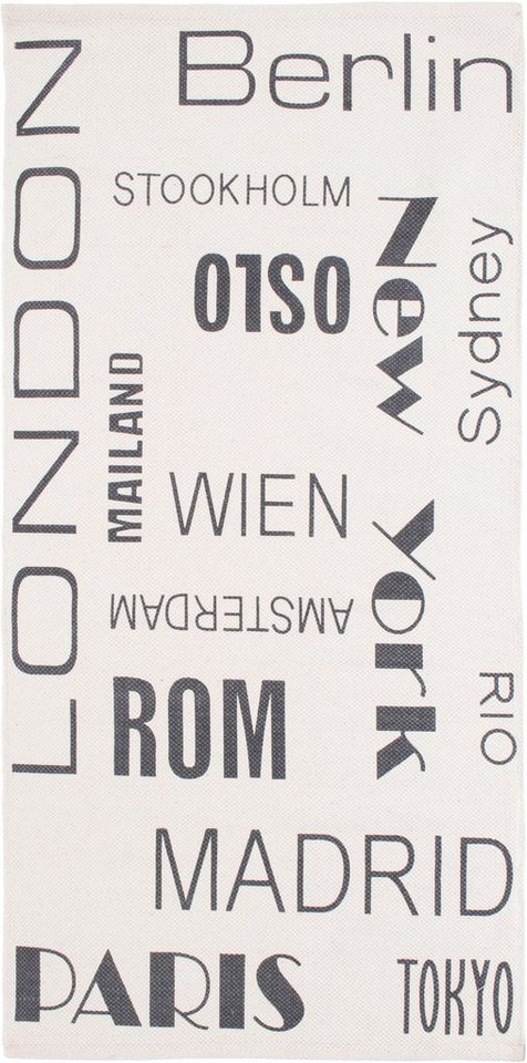 Teppich Rom, Andiamo, rechteckig, Höhe: 5 mm, handgewebt, reine Baumwolle,  Städtedesign, waschbar, Wohnzimmer
