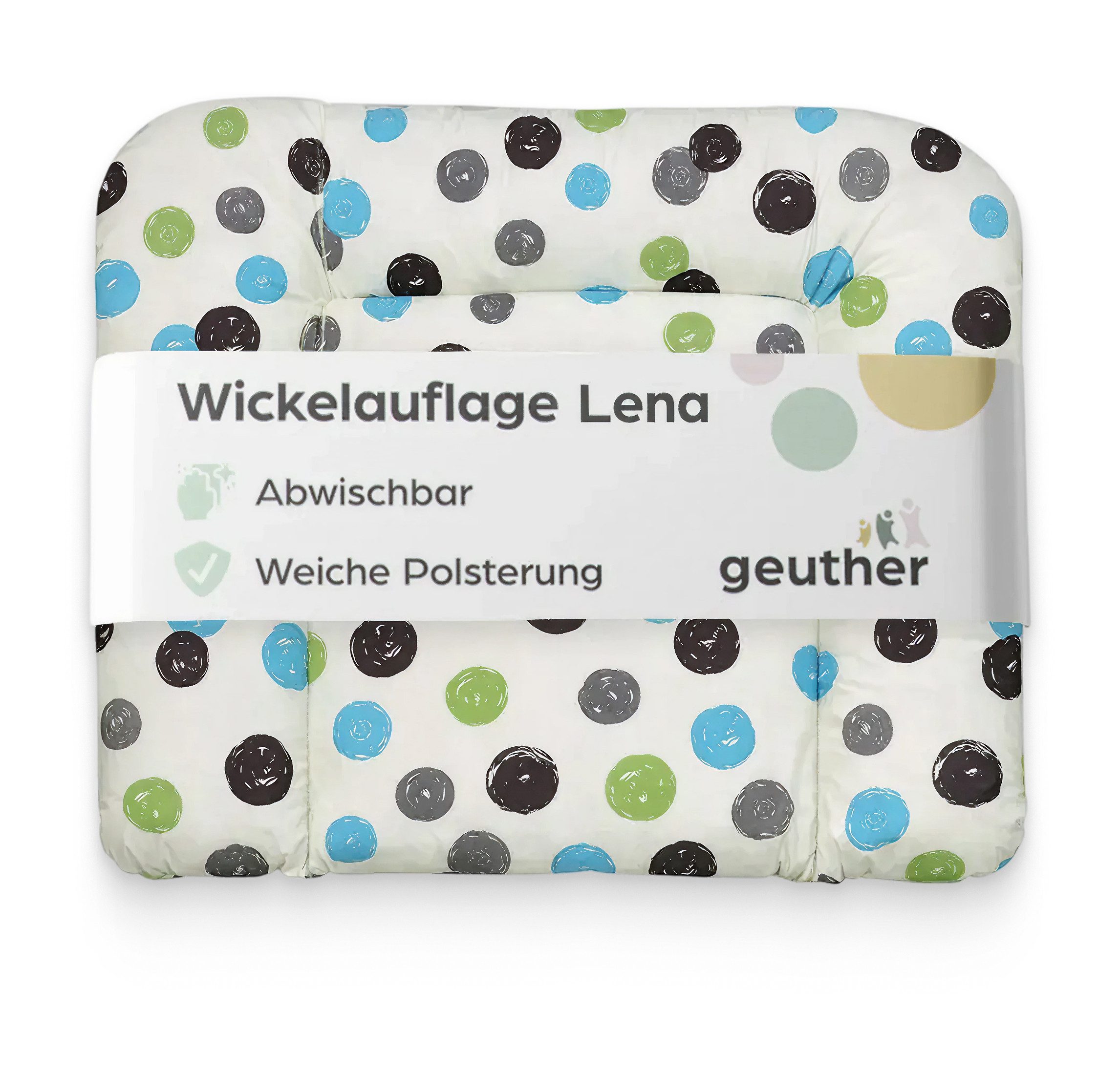 Geuther Wickelauflage Lena 85x75 cm, weich gepolstert & abwischbar, mit Sicherheitsrand, Made in Europe, abwischbar