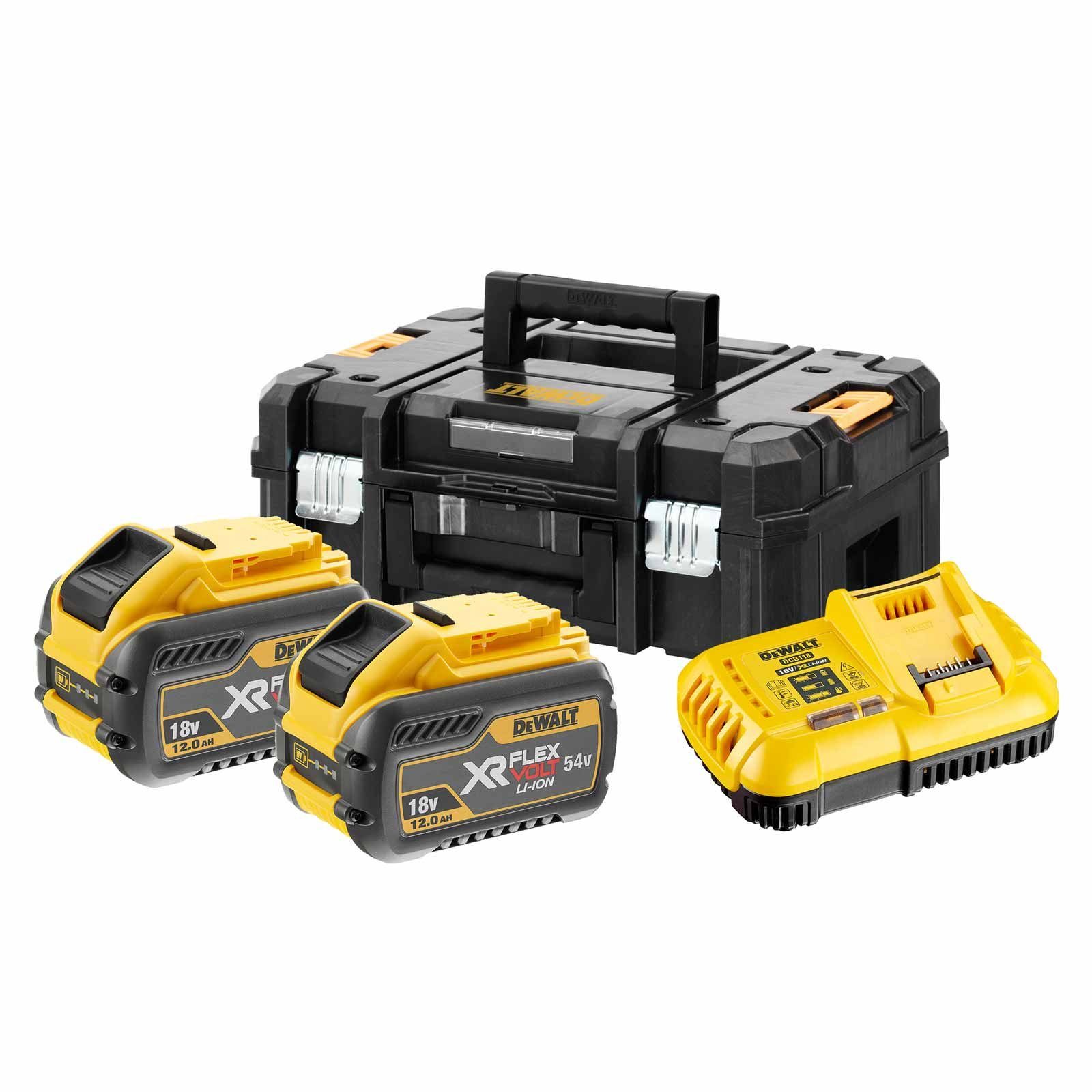 DeWalt DeWALT Akku-Starter-Set DCB118Y2T-QW, 2 Akkus, Ladegerät, TSTAK-Box II Zusatz-Akku DCB118Y2T-QW (54 V)