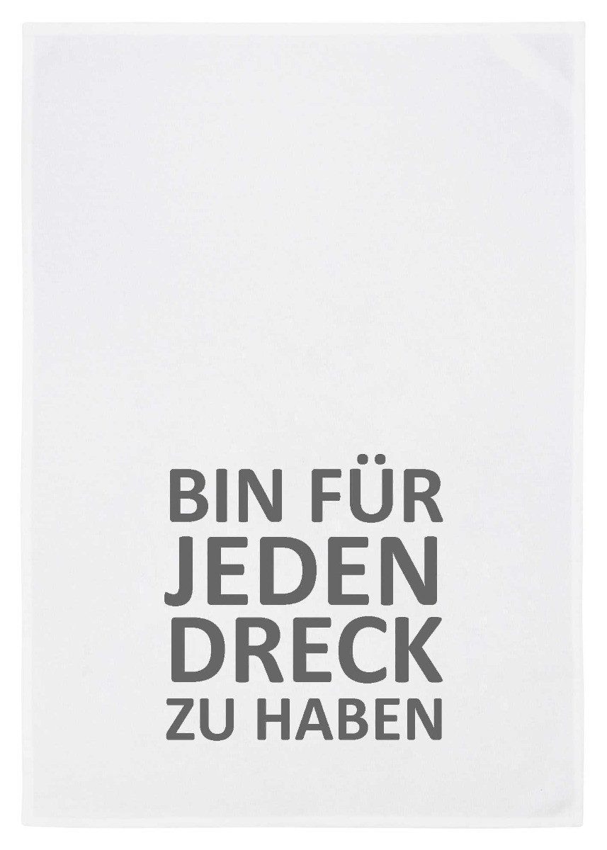 17;30 Hamburg Geschirrtuch BIN FÜR JEDEN DRECK ZU HABEN, Grau, (1-tlg), 50x70cm, Siebdruck