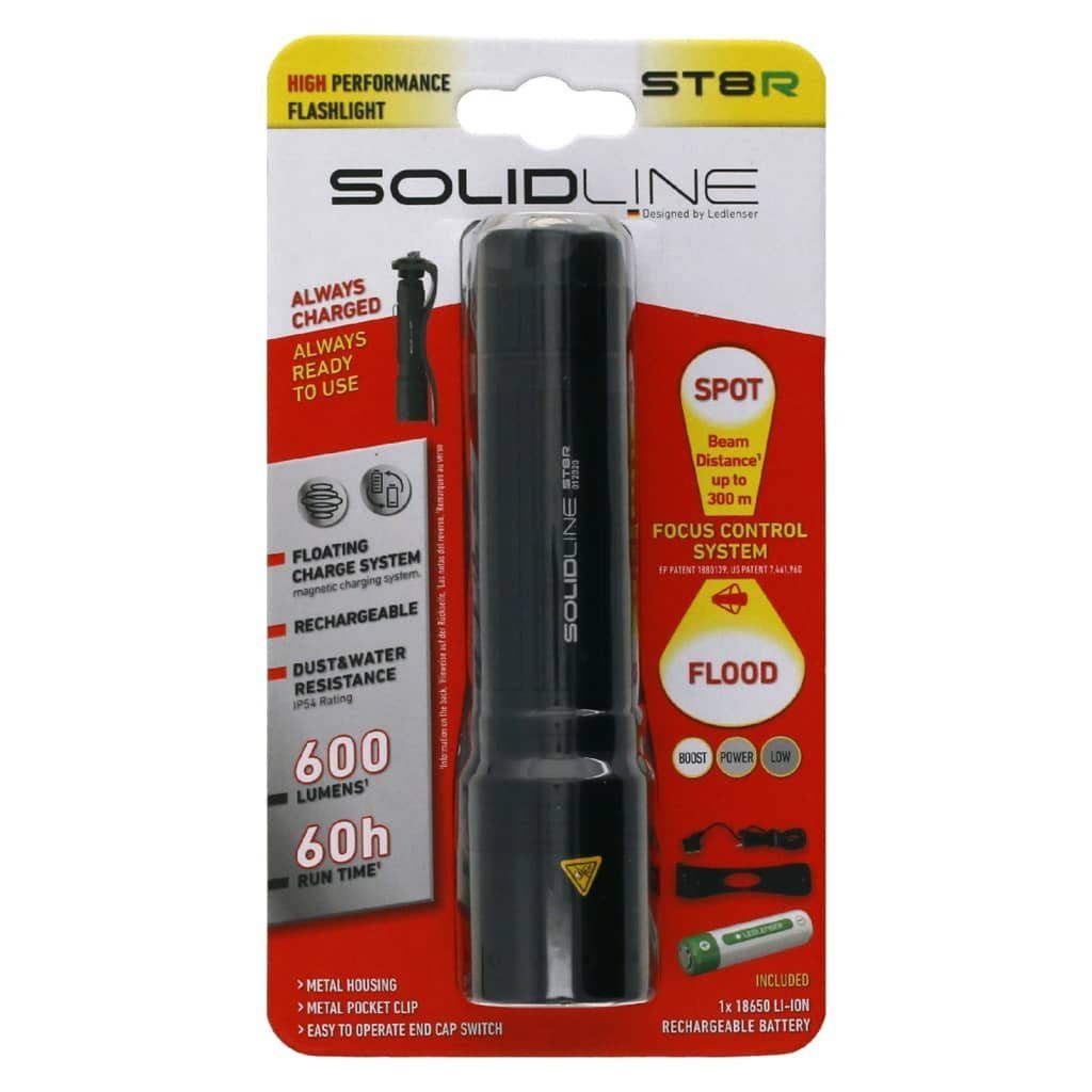 SOLIDLINE Taschenlampe Aufladbar lm 600 mit Clip Taschenlampe ST8R