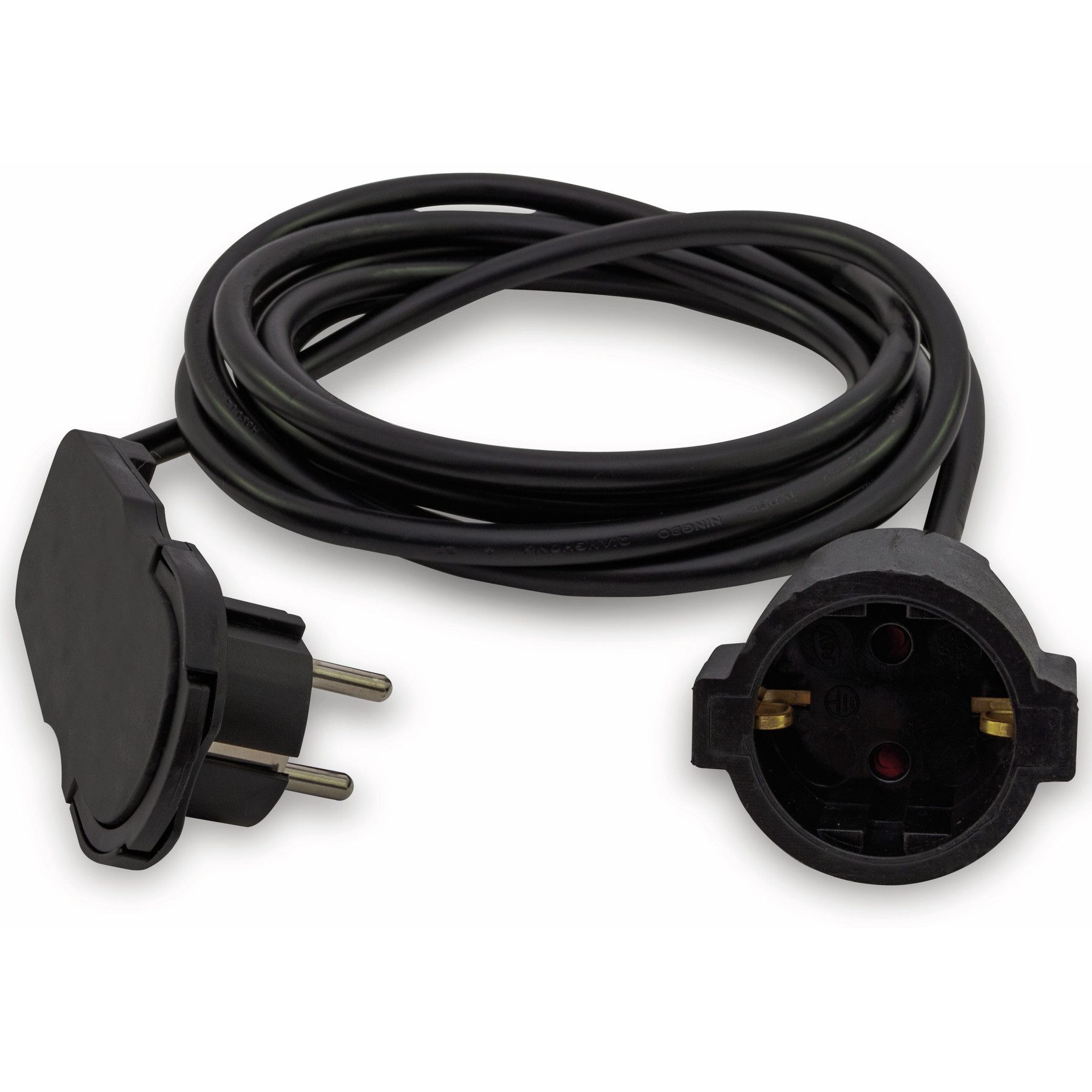REV REV Schutzkontakt-Verlängerung Smart, mit Flachstecker, 3 m, schwarz Verlängerungskabel
