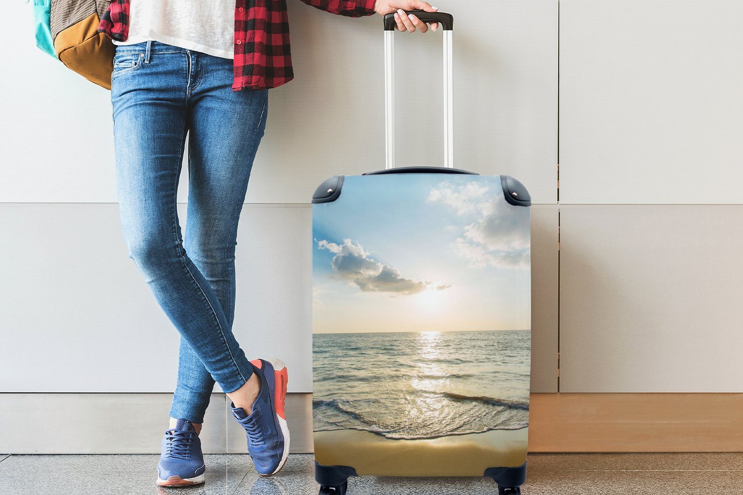 Reisekoffer rollen, Meer 4 Trolley, - - Rollen, für Reisetasche Strand, Handgepäck MuchoWow Handgepäckkoffer Ferien, Sommer mit