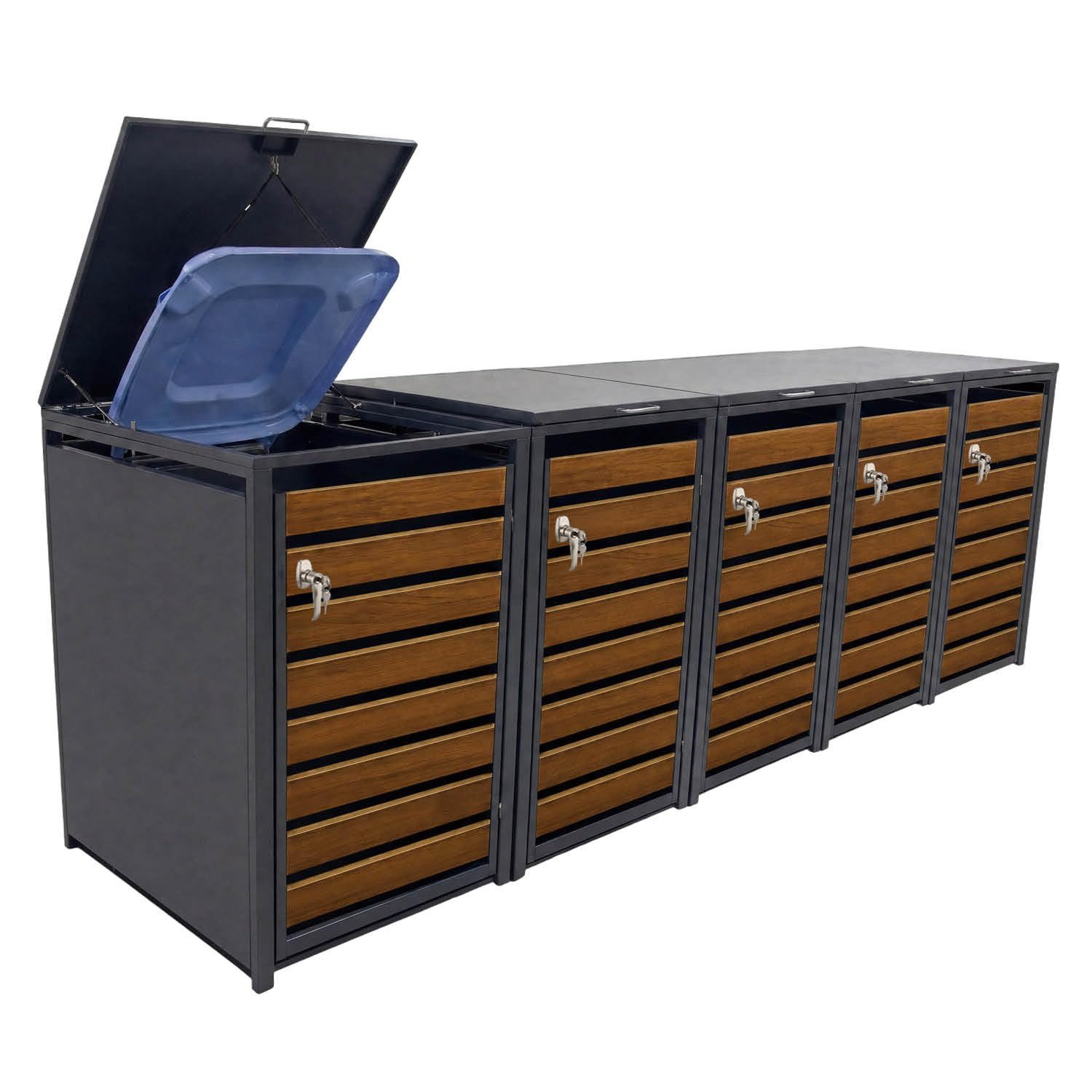 LagerZwei Mülltonnenbox Mülltonnenbox 240 l (Set, 5 St), abschließbar, wetterfest
