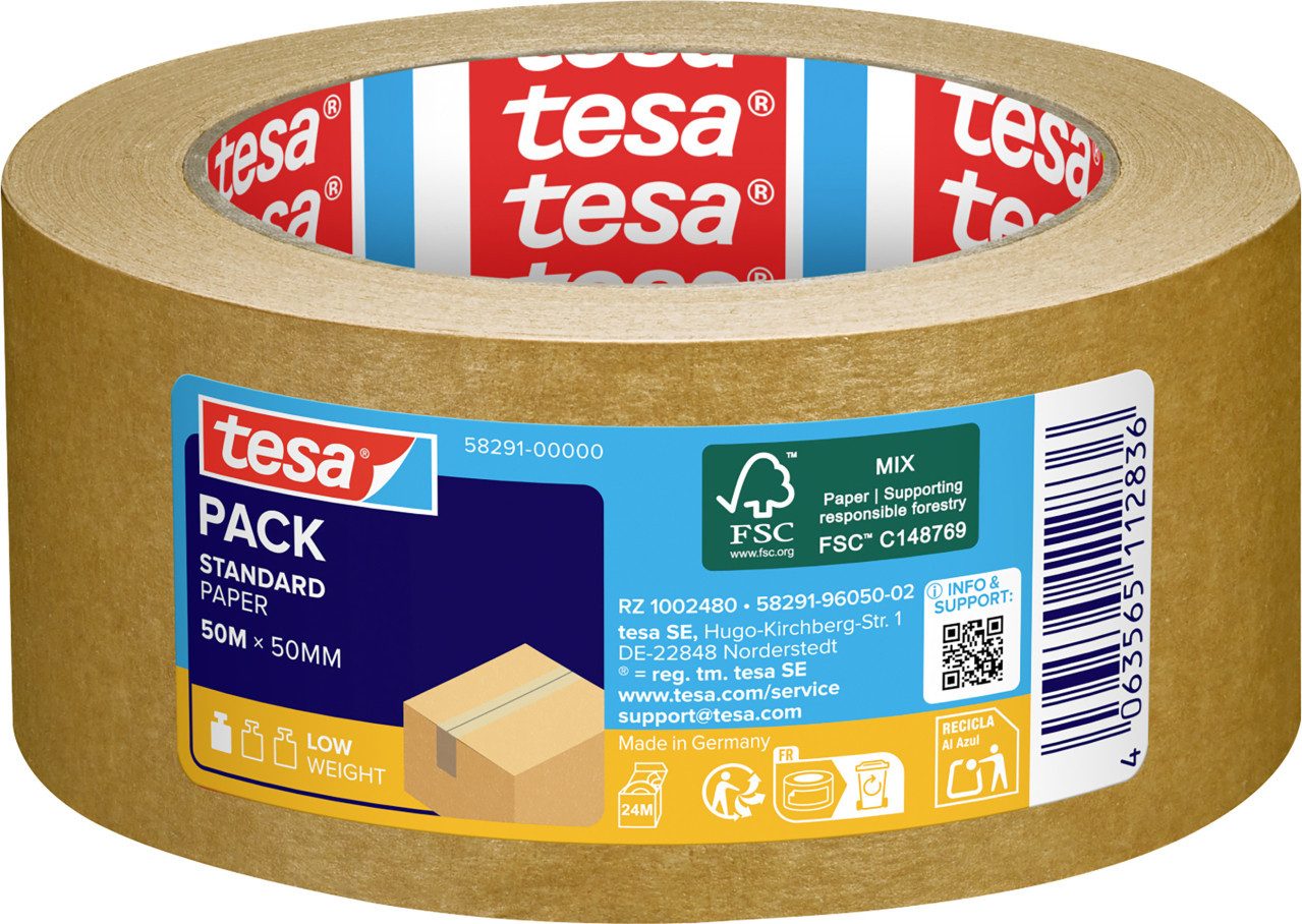tesa Packpapier tesapack Packband Papier Standard ecoLogo 50 m x