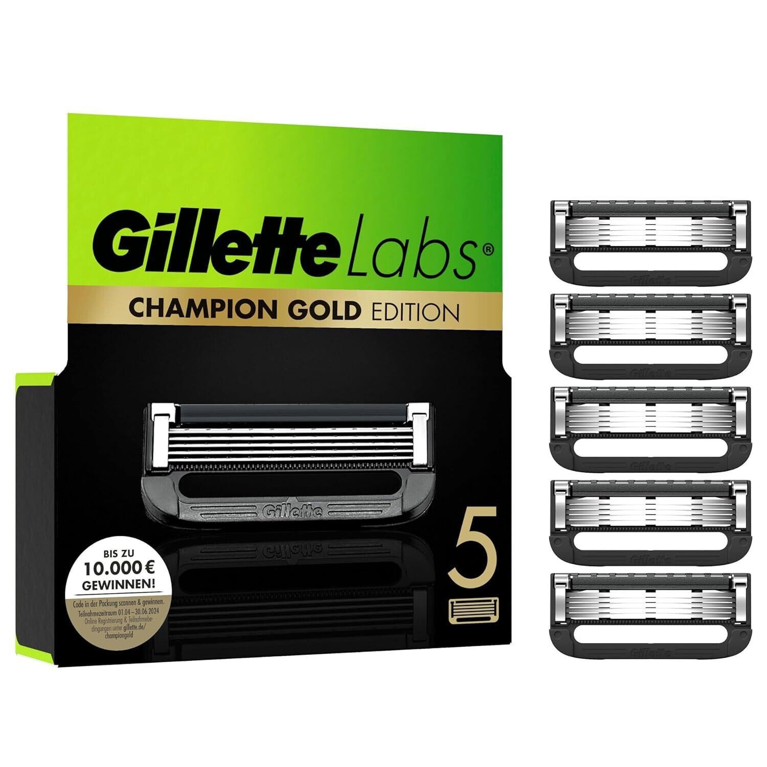 Gillette Лезвия для бритвы Labs Champion Gold, 5-tlg., 5 Klingen für glatte Rasur