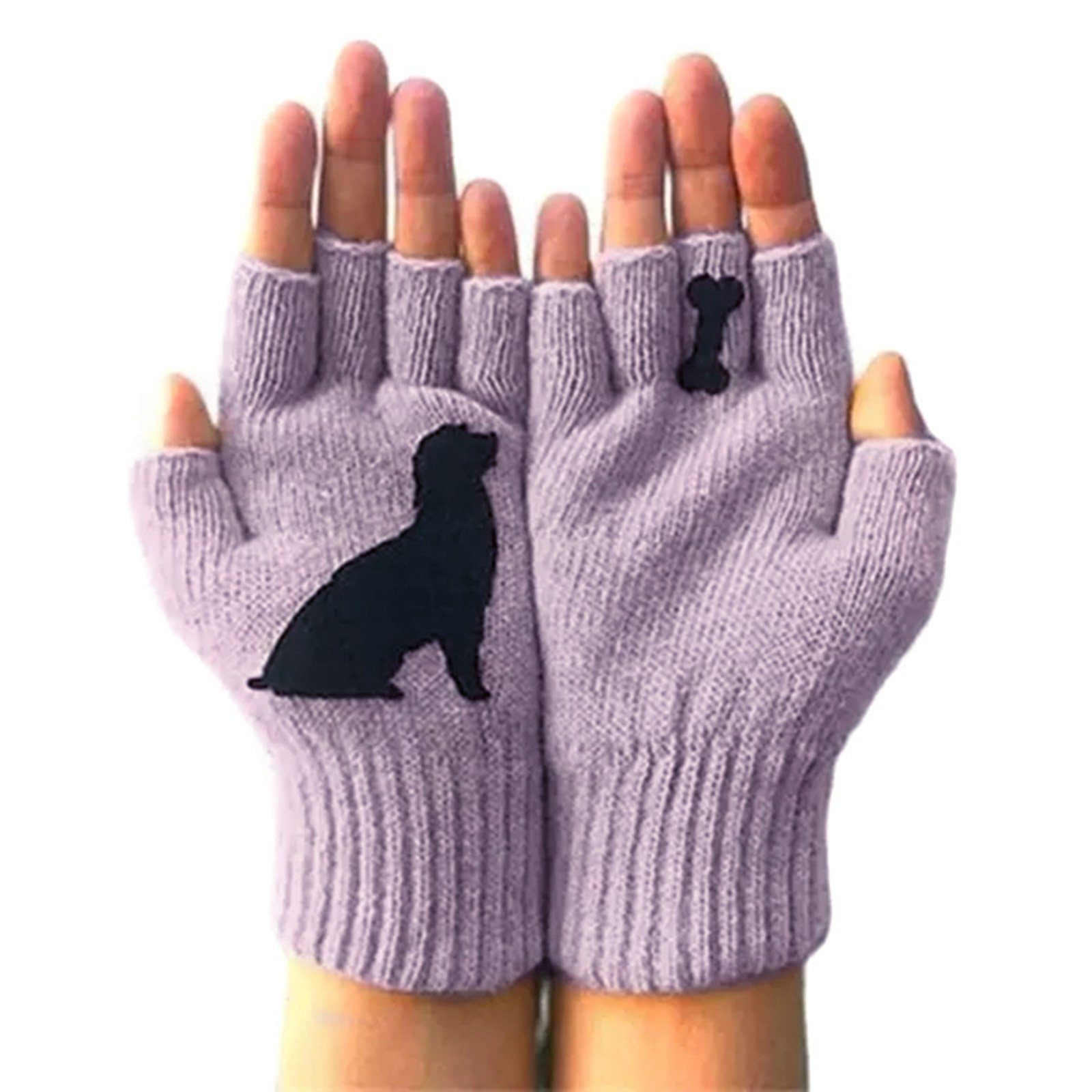 Hundehandschuhe Strickhandschuhe Welpe, Damen, Für Blusmart Warme Bedruckt, Niedlicher Rosa