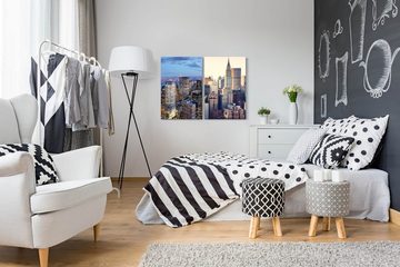 Sinus Art Leinwandbild 2 Bilder je 60x90cm New York Manhattan USA Wolkenkratzer Skyline Mega City Großstadt