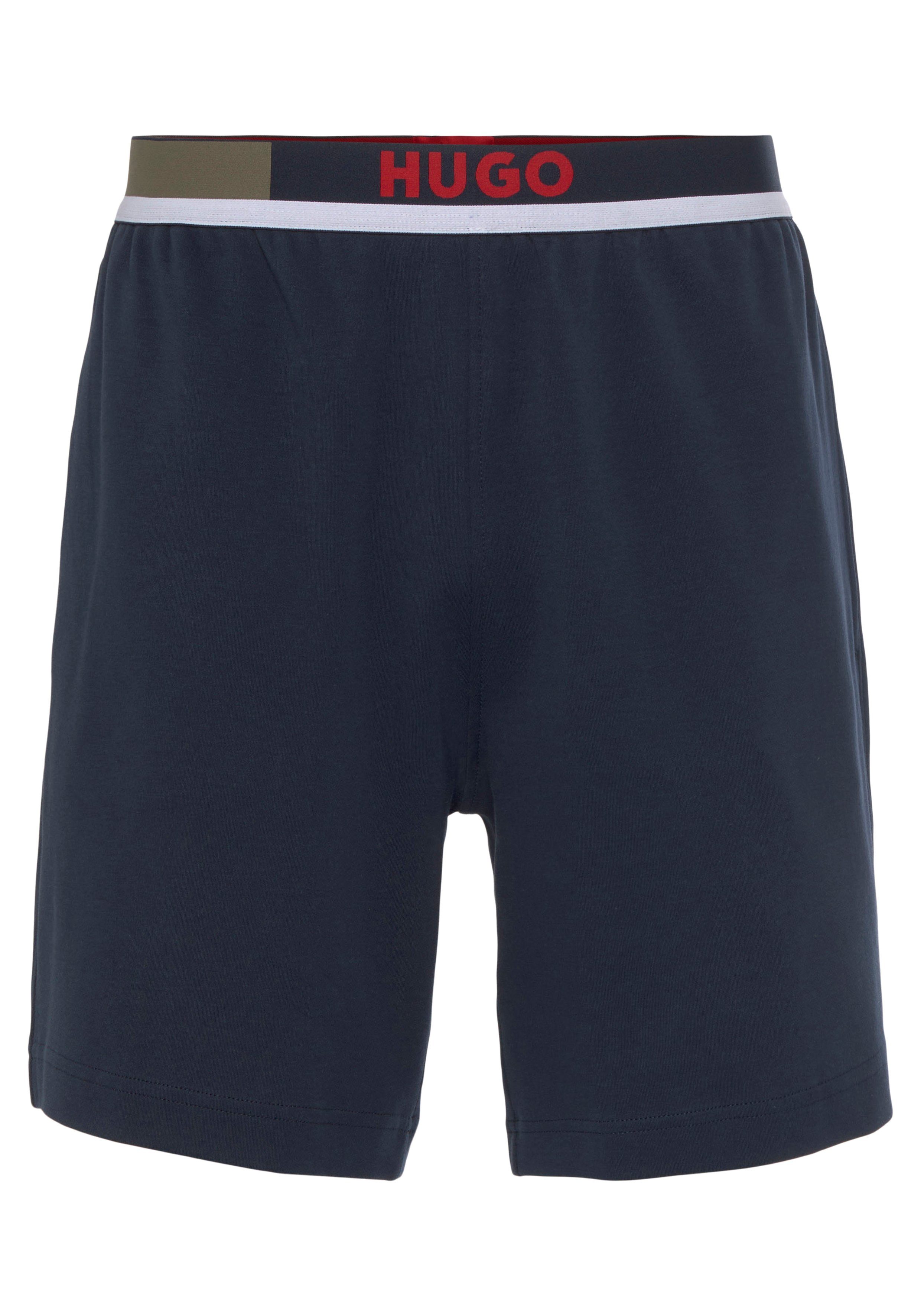 HUGO Pyjamashorts Shorts elastischem Bund Colorblock mit