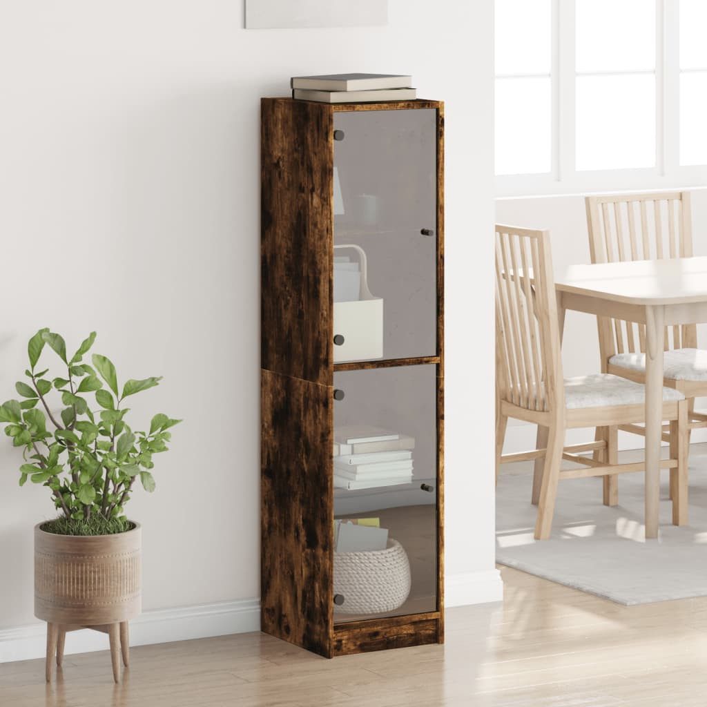 vidaXL Highboard Highboard mit Glastüren Räuchereiche günstig online kaufen