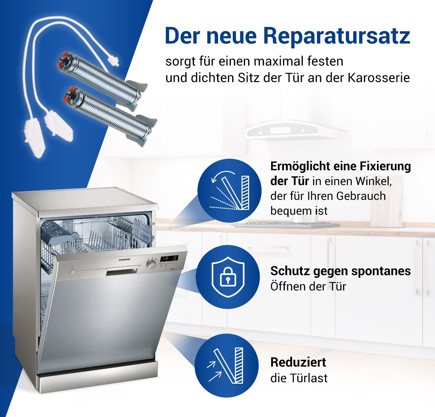 mit (2 Montagezubehör Seilzügen VIOKS für St), Türscharnierfedern Geschirrspüler Geschirrspüler