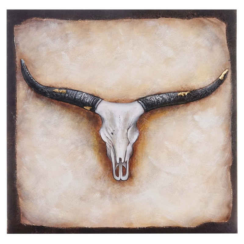 MCW Ölgemälde Wandbild Stier, Stier, Handgemalt, Hohe Qualität, Jedes Bild ein Unikat, Ölfarben