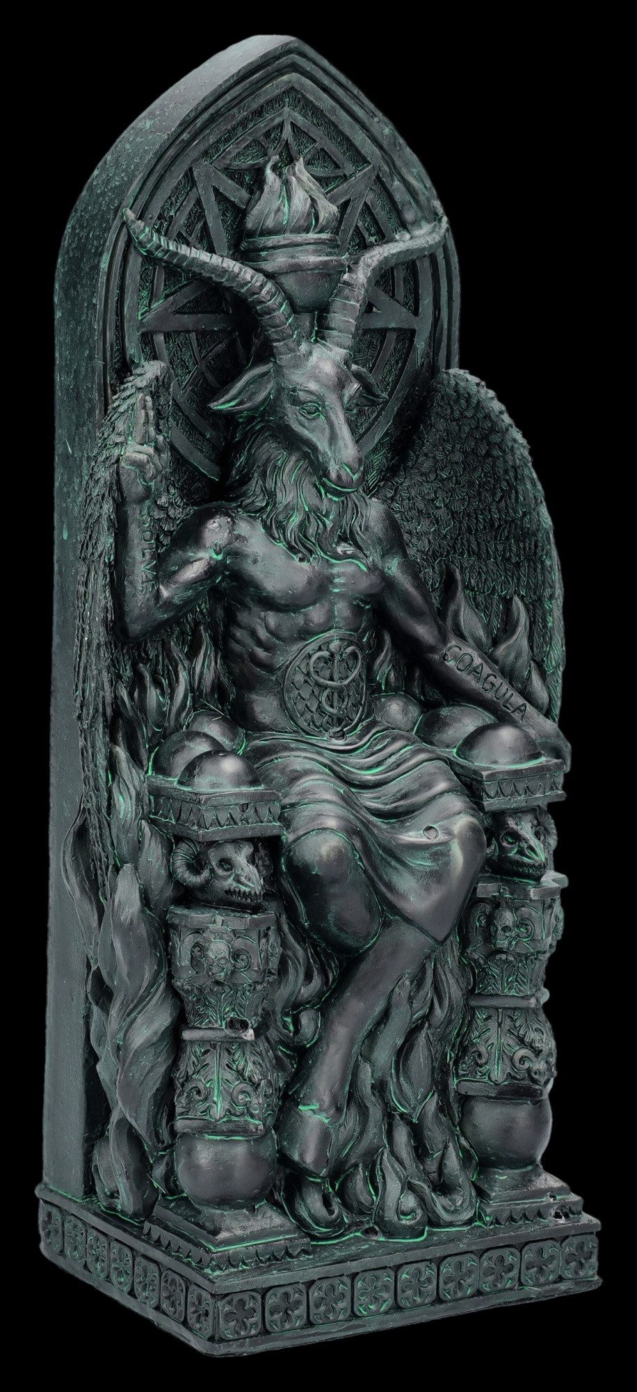 Figuren Shop GmbH Buchstütze Baphomet Buchstütze – Gothic Dekofigur Okkult Geschenk 22,5 cm Deko (1 St)
