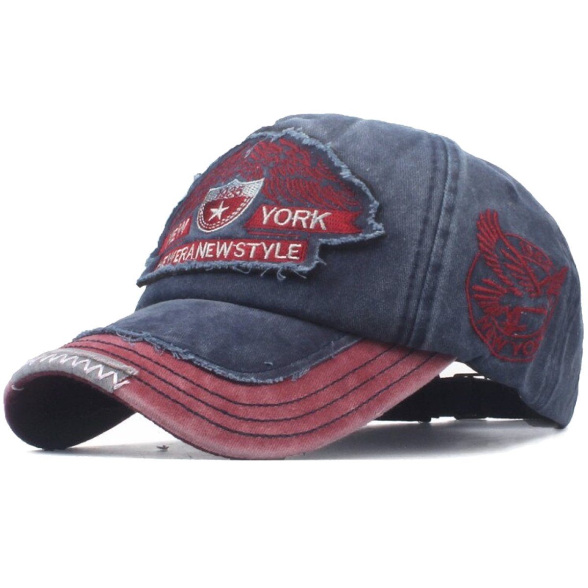 Sporty Baseball Cap Eagle Vintage Style Used Washed Look Retro Kappe Cap mit Belüftungslöchern
