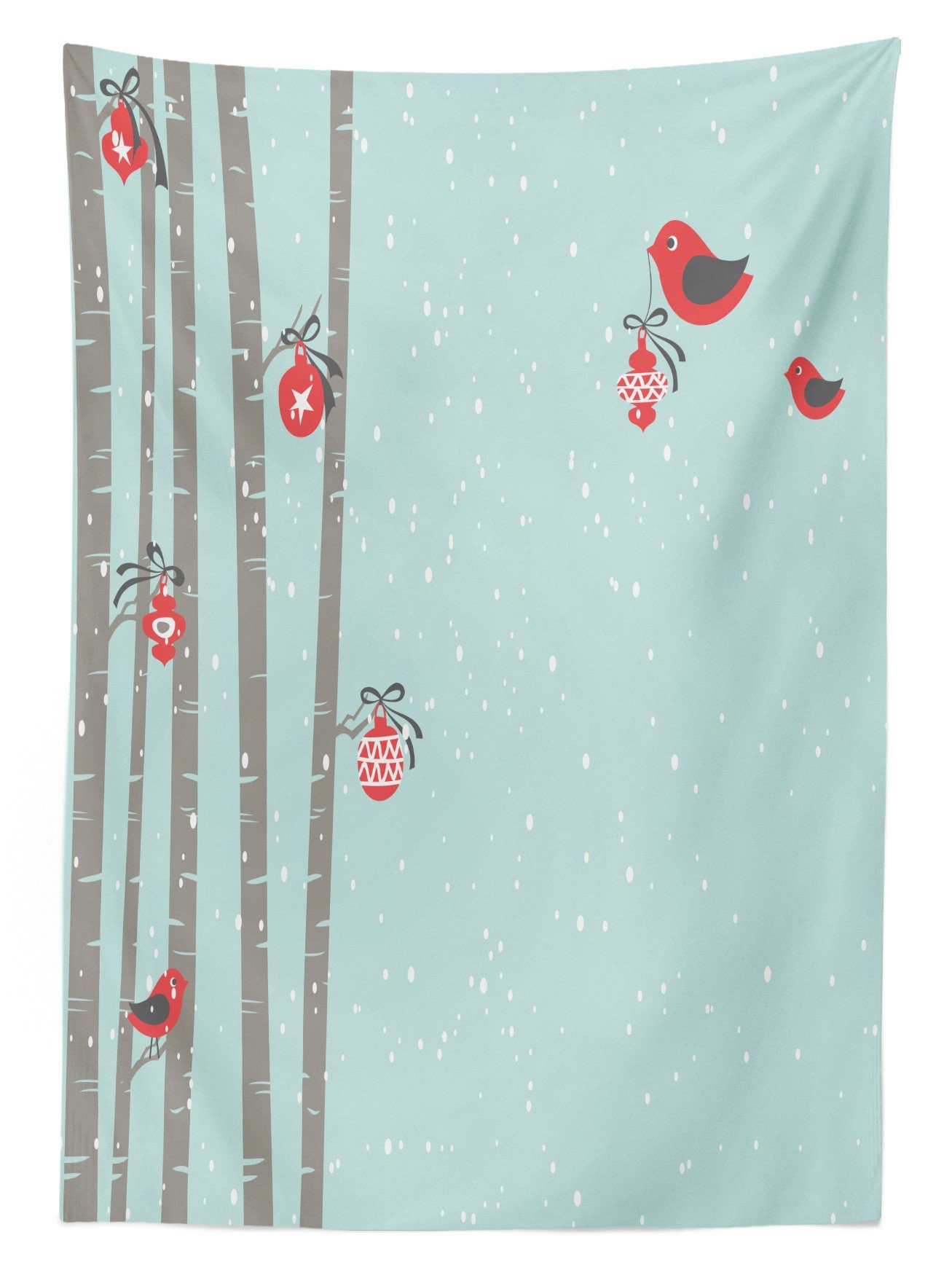 Abakuhaus Tischdecke Farbfest Waschbar Winter- Klare Außen Farben, den Weihnachten Bereich Red Für Bird geeignet