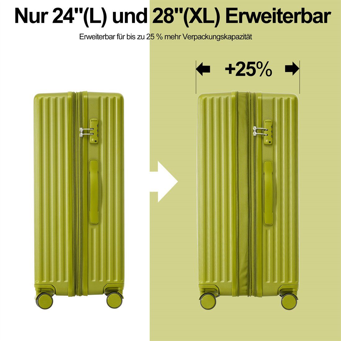 Koffer grün DÖRÖY Hartschalen-Koffer,Rollkoffer,Reisekoffer,65*43*28cm,
