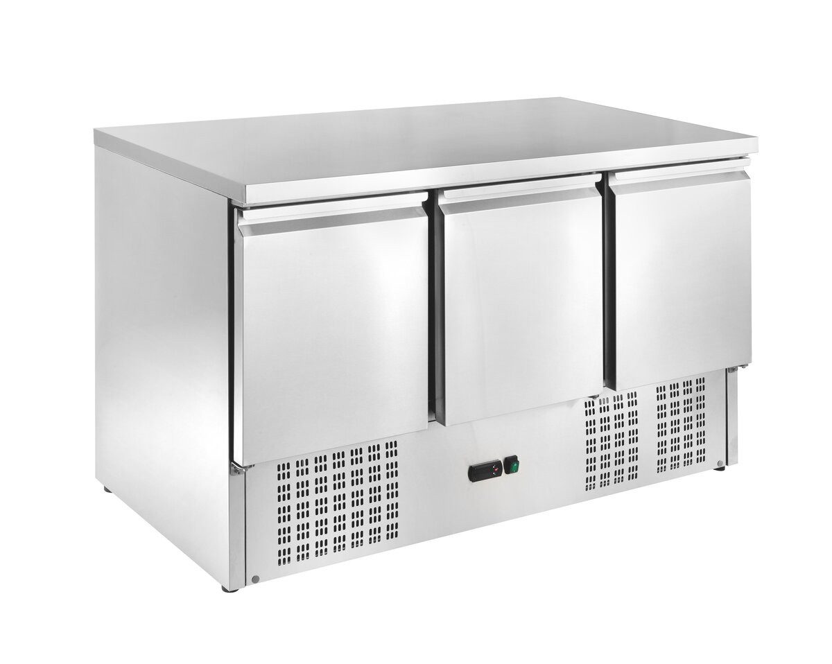 GastroHero Dönergrill Mini Kühltisch Edelstahl GN 1/1 3 Türen, 456 W