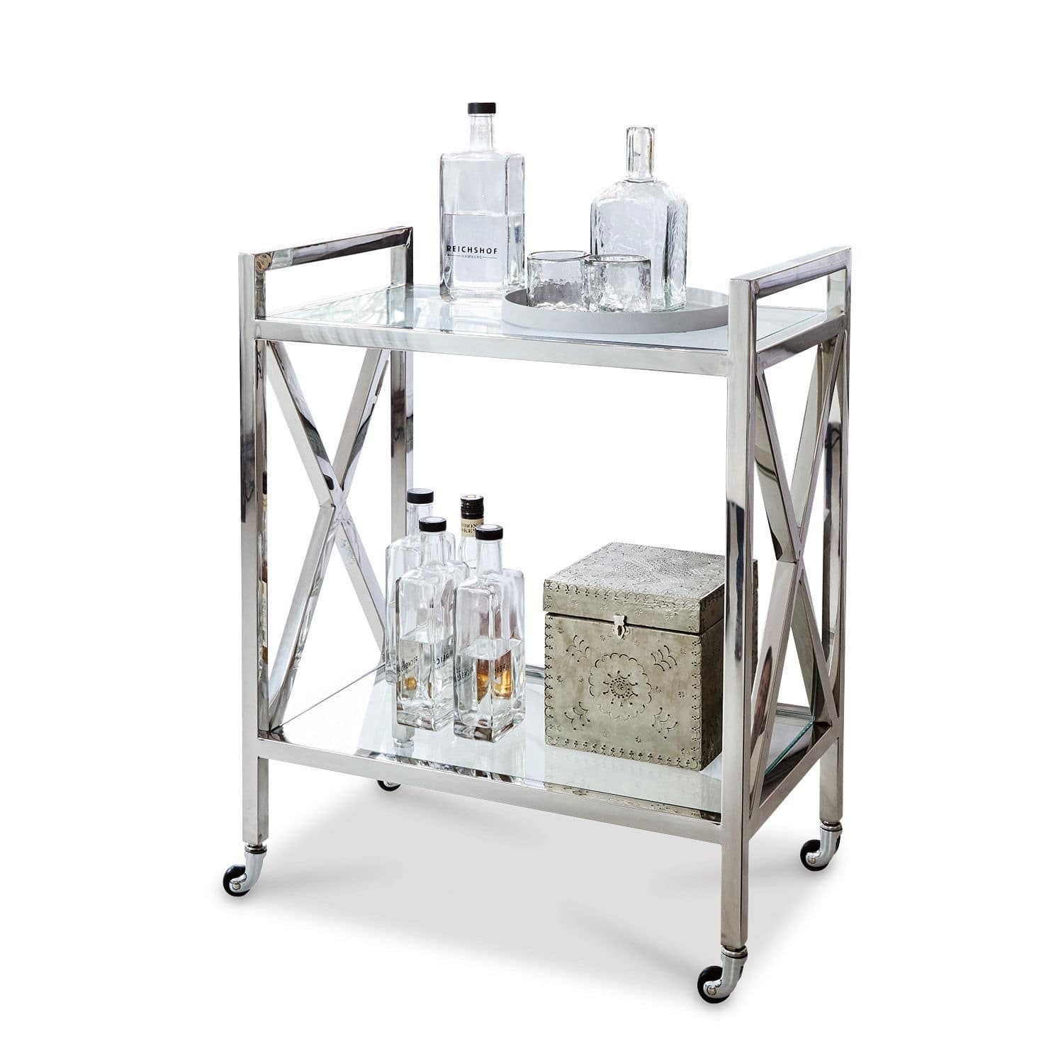 Mirabeau Beistelltisch Barwagen Stamford silber/ klar günstig online kaufen