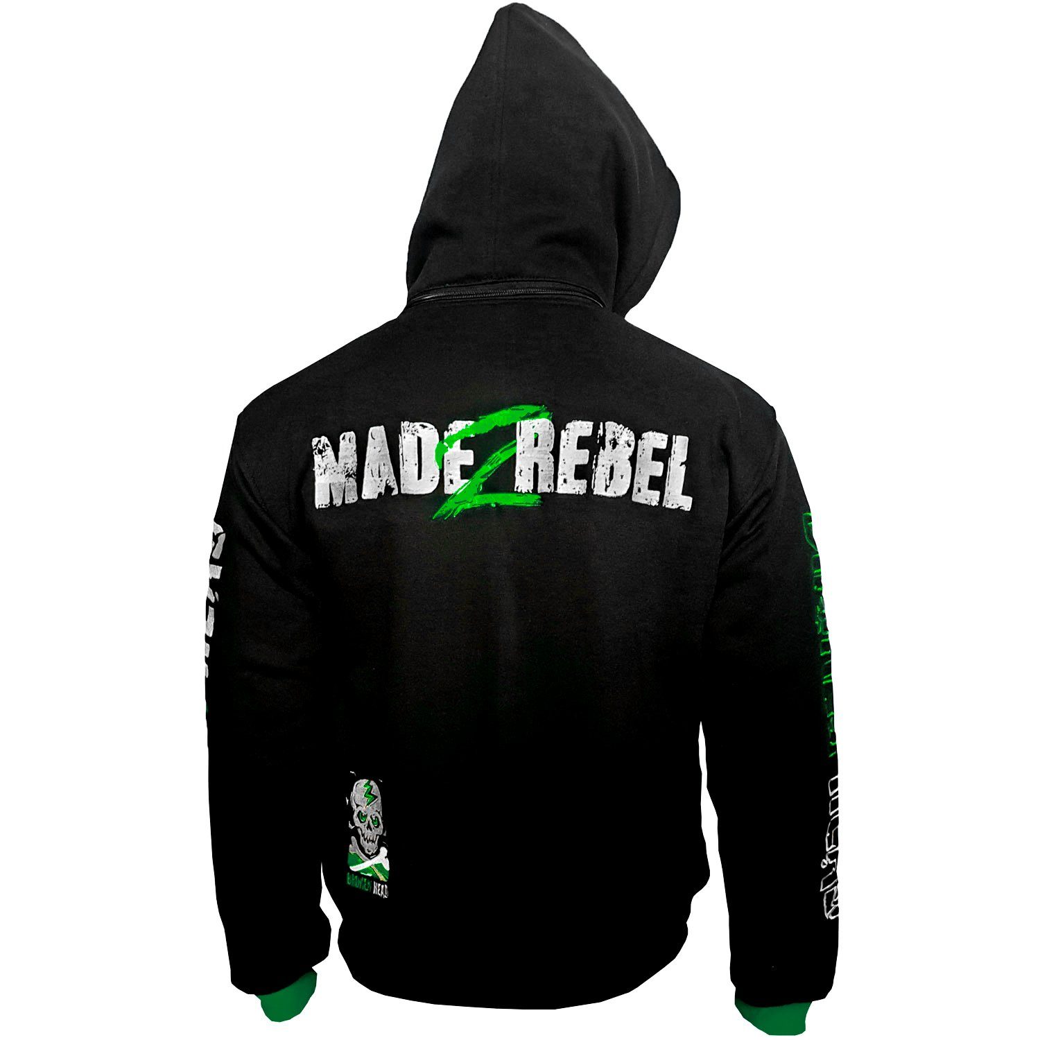 Kapuzensweatjacke Made2Rebel Grün Hoodie mit abnehmbarer Kapuze
