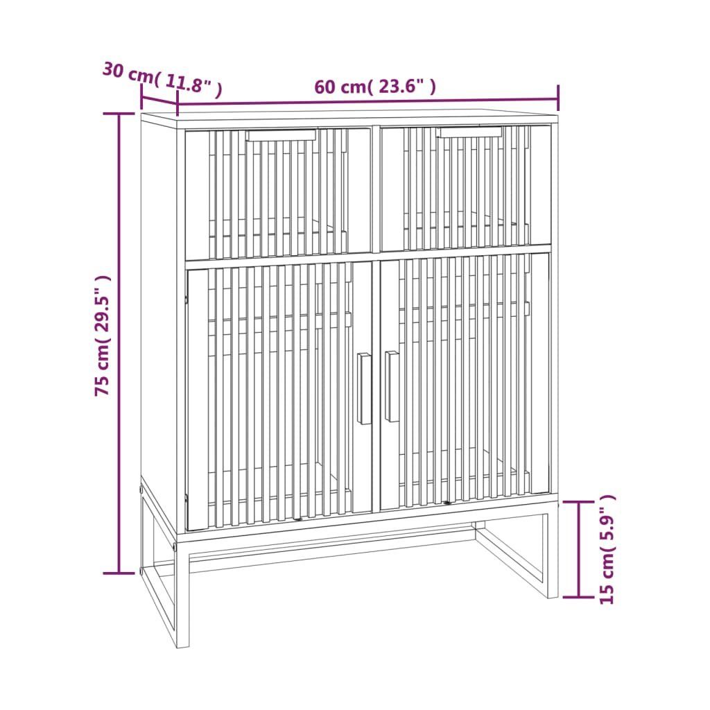 (1-St) vidaXL Weiß Sideboard 60x30x75 Holzwerkstoff Fächerschrank cm