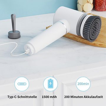 DOPWii Reinigungsbürsten-Set Elektrische Reinigungsbürste, Scrubber 360° mit 6 Ersatzbürsten