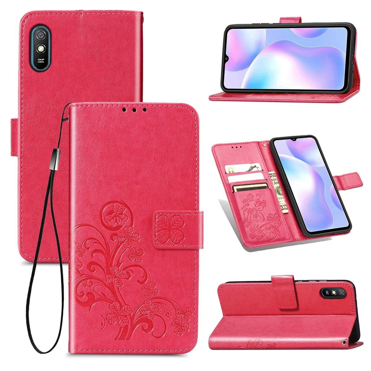 König Design Handyhülle Xiaomi Redmi 9A, Schutzhülle Schutztasche Case Cover Etuis Wallet Klapptasche Bookstyle