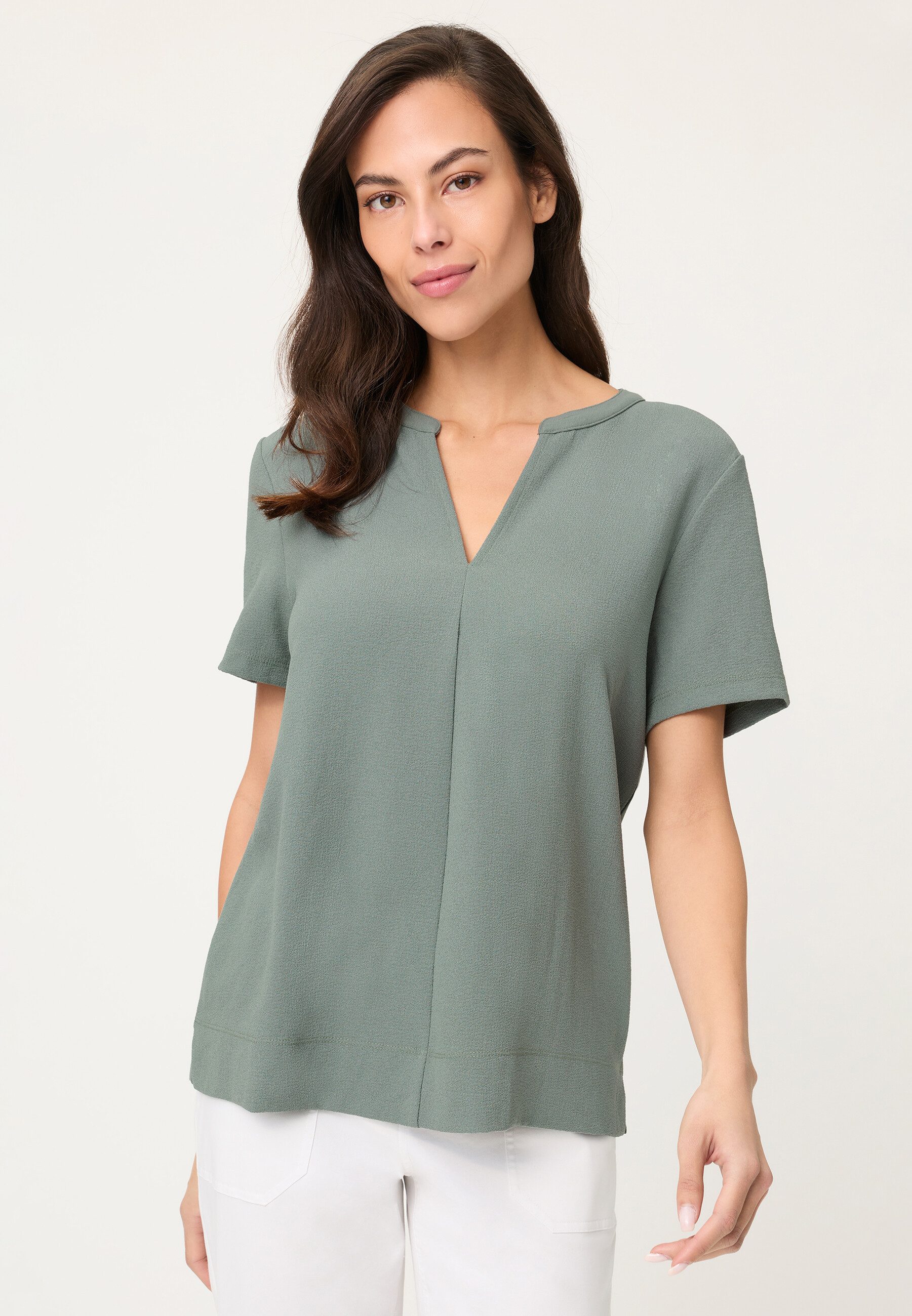 Olsen Tunikashirt Shirt im Materialmix mit Tunikaausschnitt