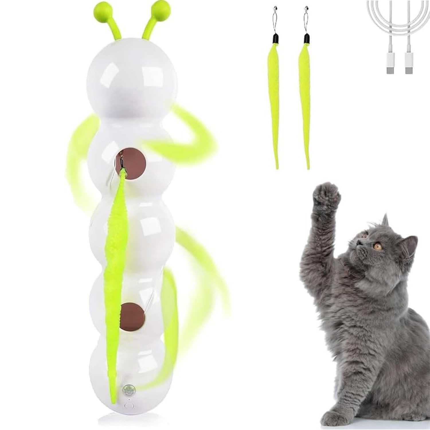 Comfy Mate Tier-Intelligenzspielzeug Katzen Spielzeug Katzenwurm Plüschwurm Katze Interaktives, Cat Toy mit Wurm-Design Wand- & Fensterbefestigung Selbstständigkeit