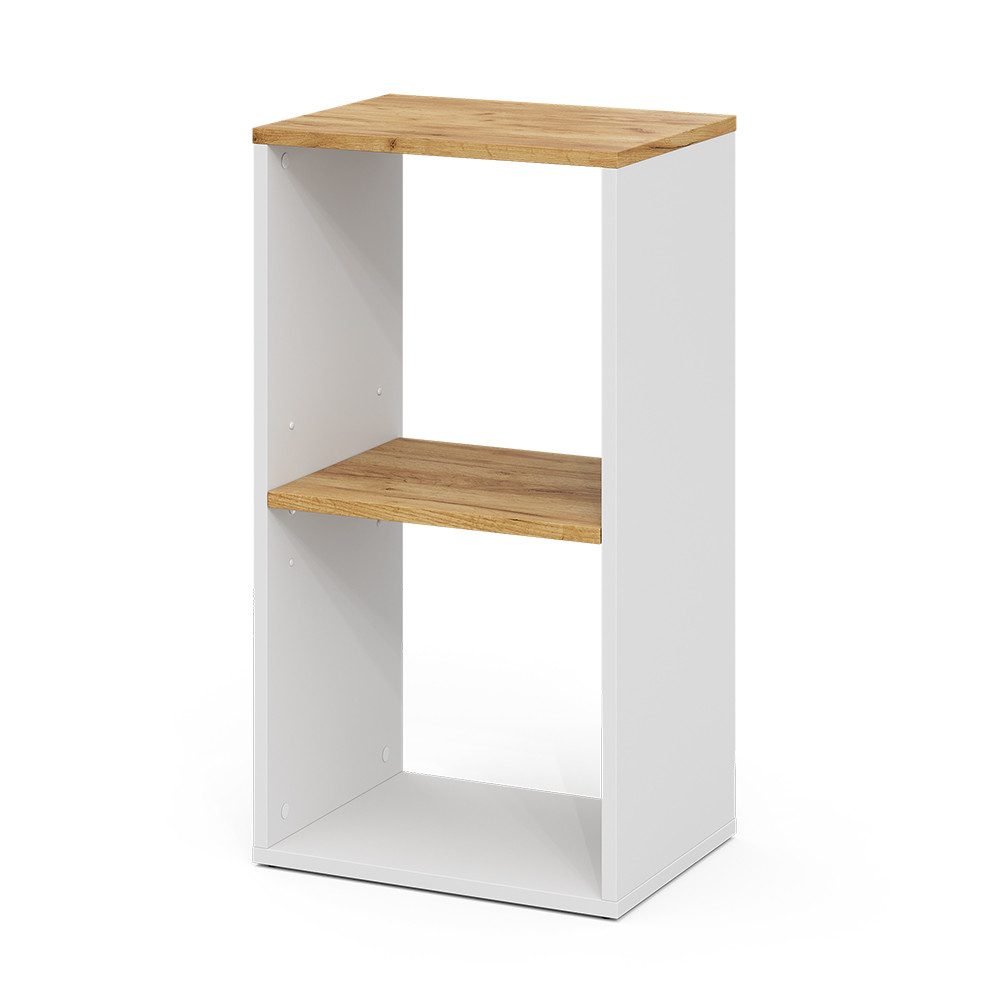 Vicco Bücherregal Tomy, Weiß/Goldkraft Eiche, 40 x 74 cm mit 2 offenen Fächern, 1-tlg.