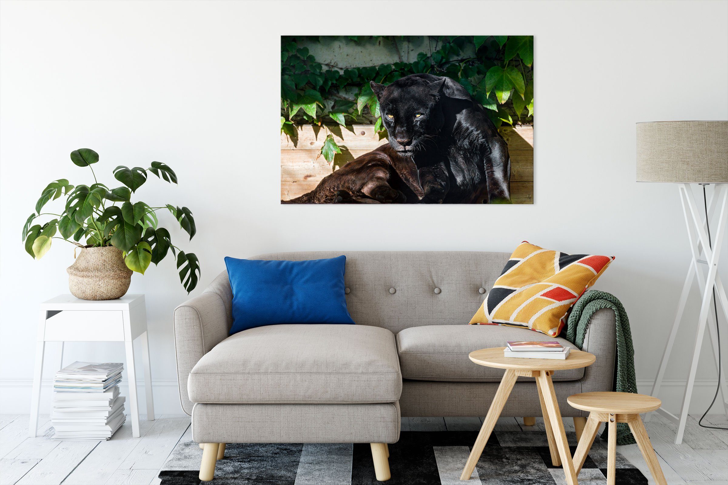 Pixxprint Leinwandbild schwarzer Panther, schwarzer Panther günstig online kaufen