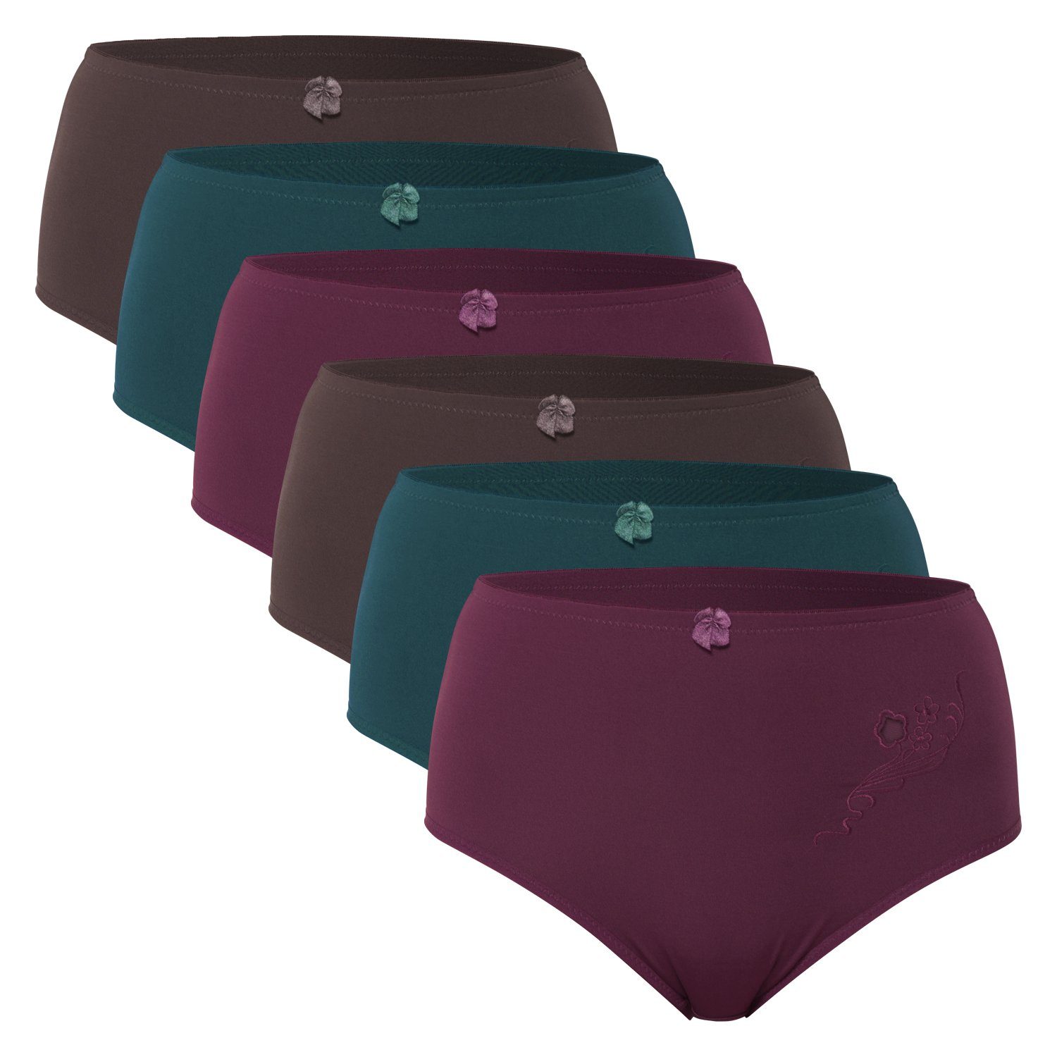 celodoro Taillenslip (6er Herbstfarben Damen Slip Pack) mit Stickerei Microfaser-Slip