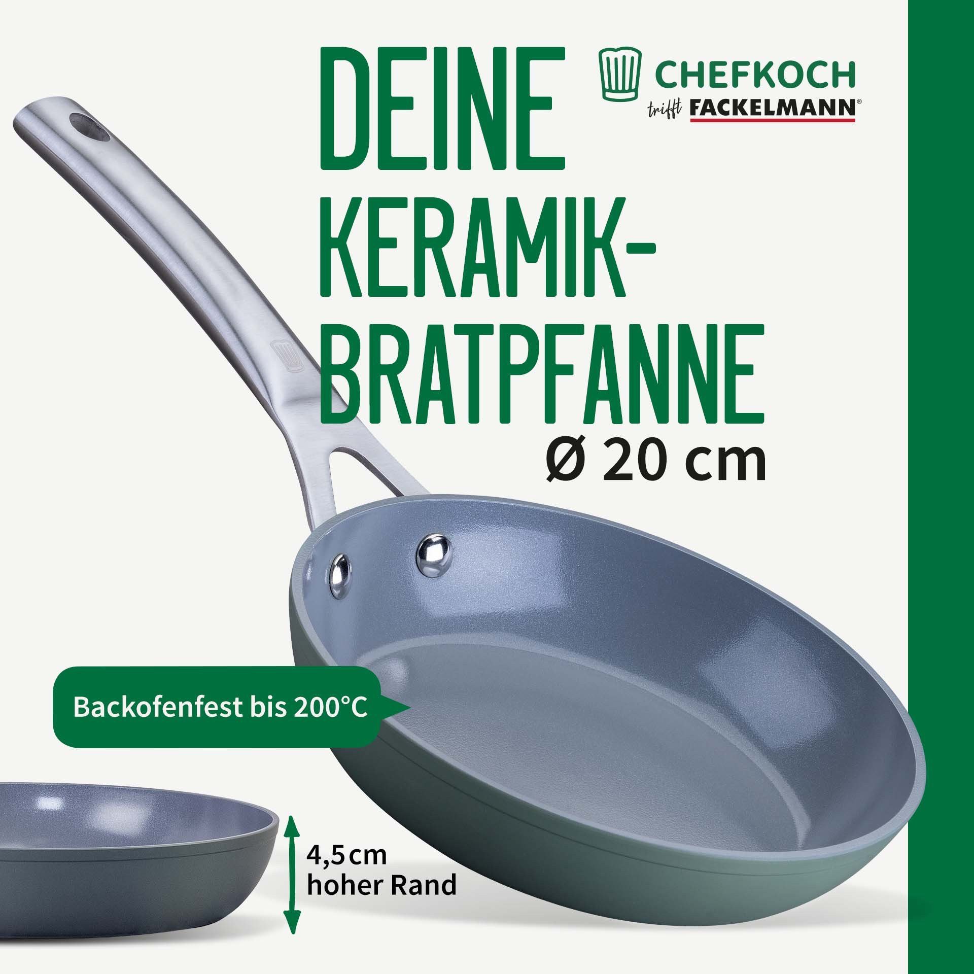 Chefkoch trifft Fackelmann Bratpfanne Keramikbratpfanne, Antihaft-Pfanne, Öko-Pfanne