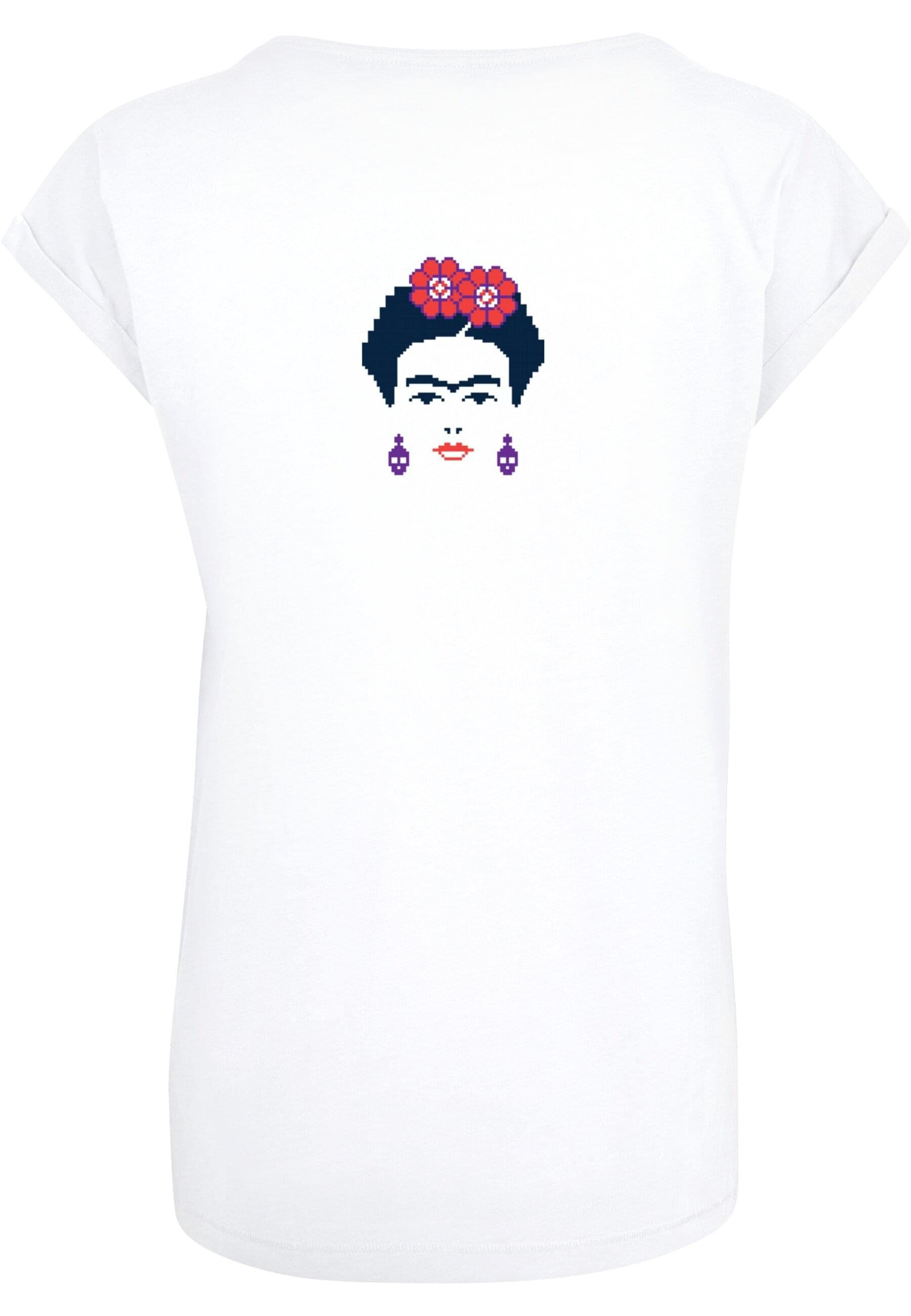 Extended T-Shirt -tlg) Pixels Merchcode Ladies (1 Tee Kahlo Damen Frida Shoulder -