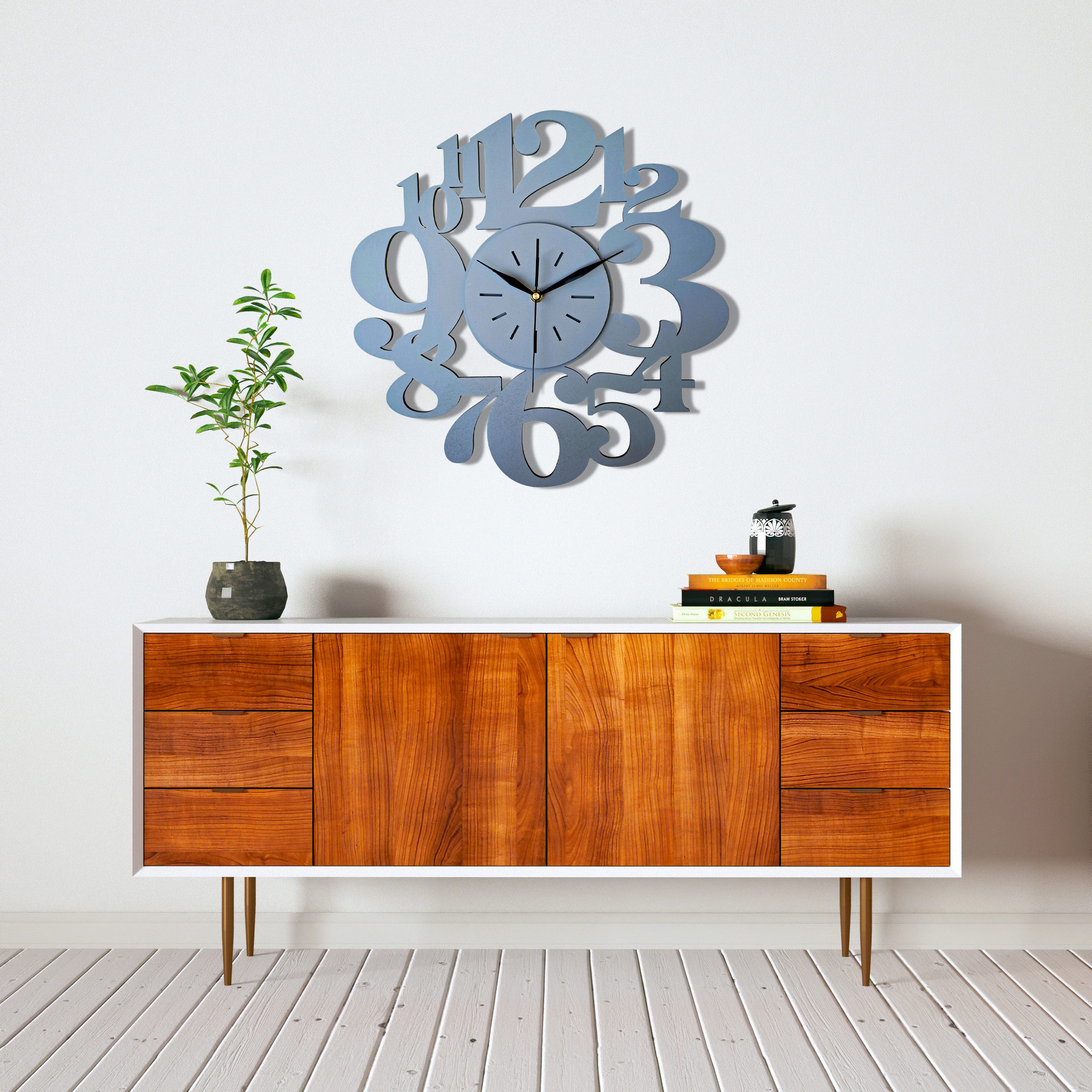 ORNAMENTI Wanduhr Handmade, grosse,modern, geometrisch, holz, minimalistisch, hingucker (ohne Ticken, Wanddeko, Holzdeko, 3 Größen 40, 50, 60 cm)