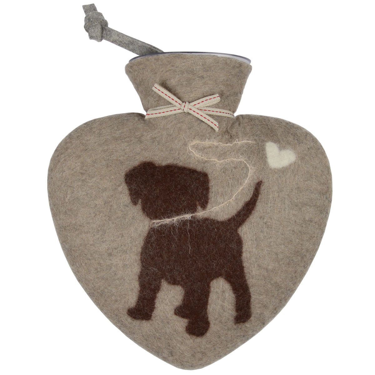 Dorothee Lehnen Wärmflasche in Herzform mit Bezug aus Merinowolle; Cashmere / Puppy Dog Braun
