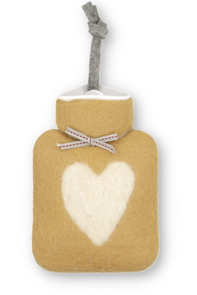 Dorothee Lehnen Wärmflasche Mini-Wärmflasche - HERZ - mango, nebel, weiß/beige