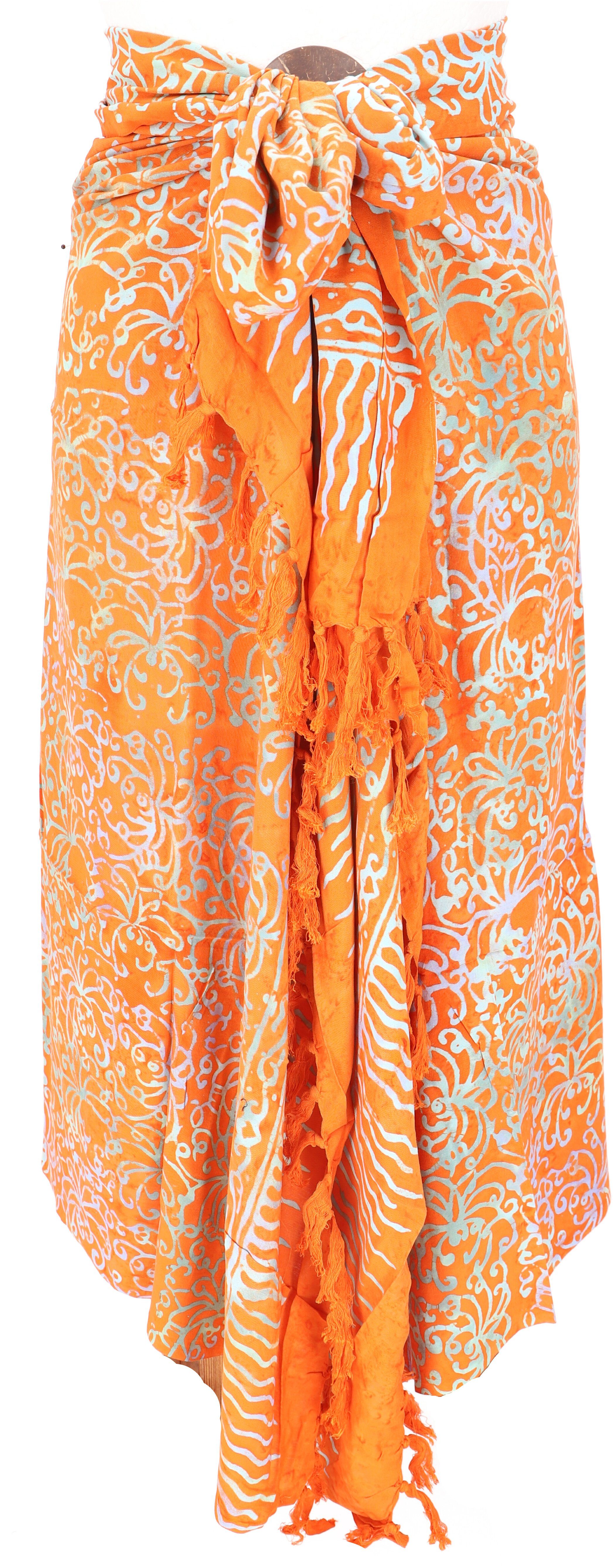 Guru-Shop 1/orange Sarongkleid, Wickelrock, Design Sarong,.. Batik Sarong Bali
