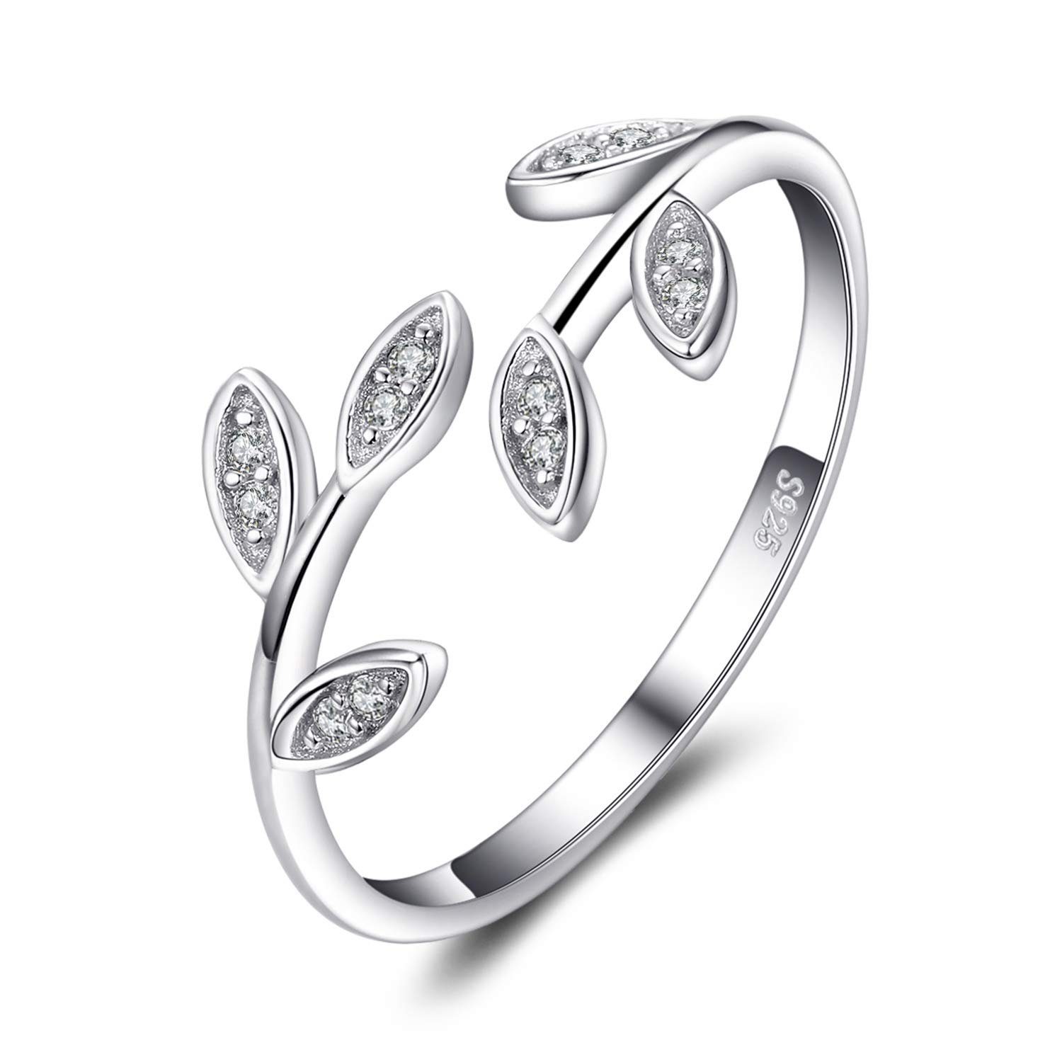 POCHUMIDUU Fingerring S925 Sterling Silber Olivenzweig Frauen Ring, Silberschmuck für Frauen aus 925er Sterlingsilber
