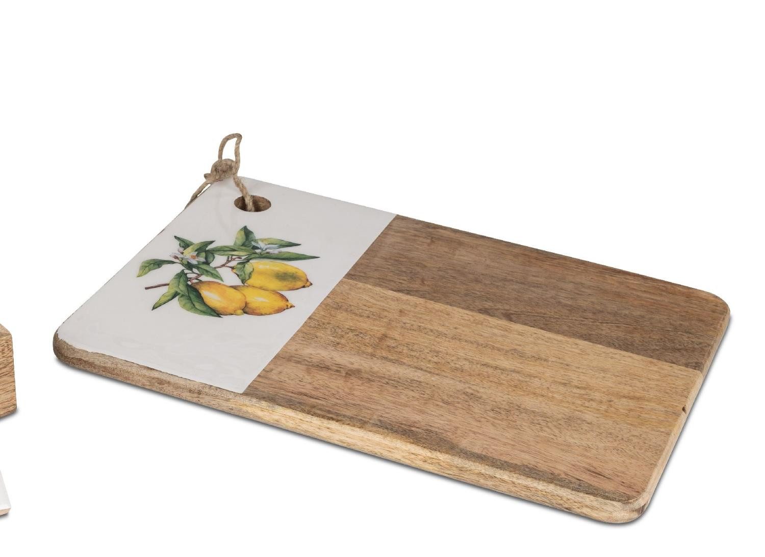 formano Servierplatte Zitronen, Mangoholz, Lebensmittelecht, Natur, Motiv: Zitronen, Höhe: 1cm