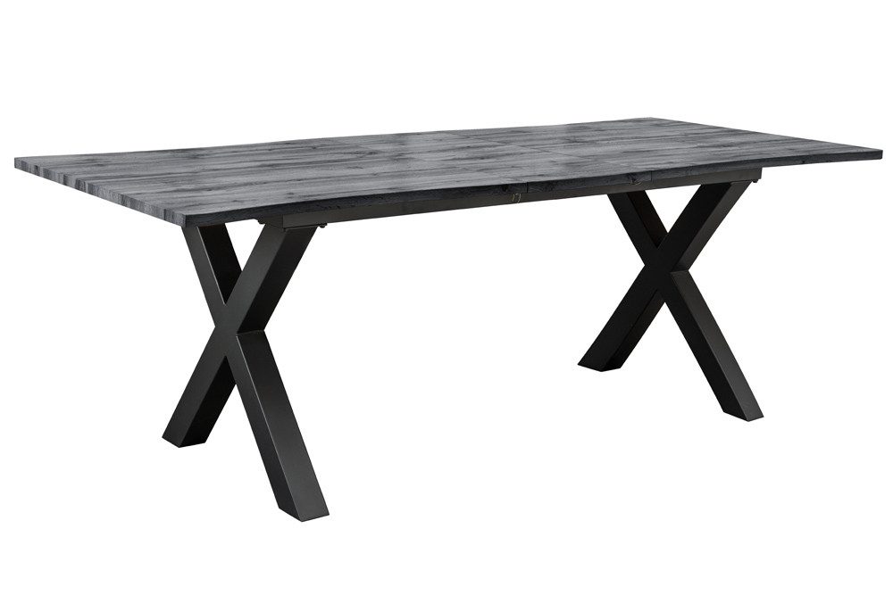 riess-ambiente Esstisch WILD 160-200cm grau/schwarz- Wildeiche, gekälkt, Ba günstig online kaufen