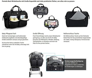 REDOM Wickeltasche Baby Multifunktions-Babytaschen Henkeltasche Umhängetasche Handtasche (Windeln Babyflasche Milchfläsche Tasche mit isoliertem Flaschenhalter, Multifunktional, Babytasche, Wickeltasche, für Mama und Papa unterwegs), mit tragbarer mobiler Wickelauflage Kinderwagengurte