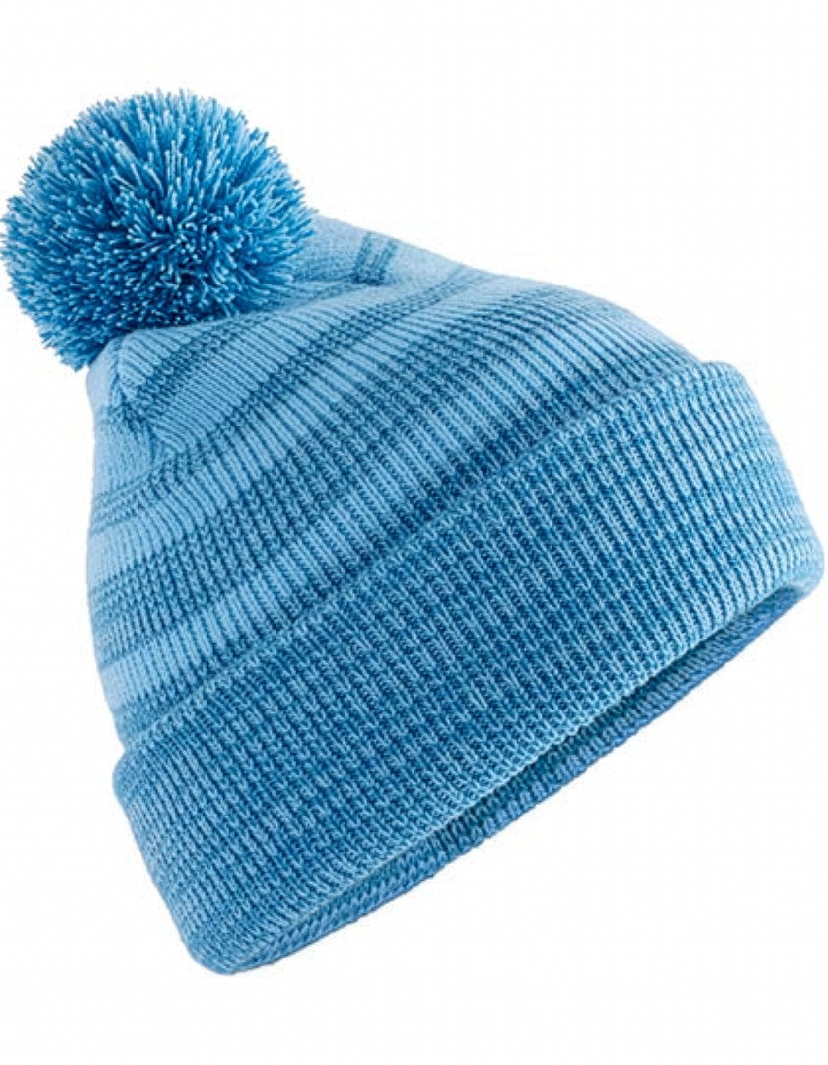Beechfield® Bommelmütze Damen Strickmütze/ Mütze / Wintermütze mit breitem Umschlag Zweilagiger Strick