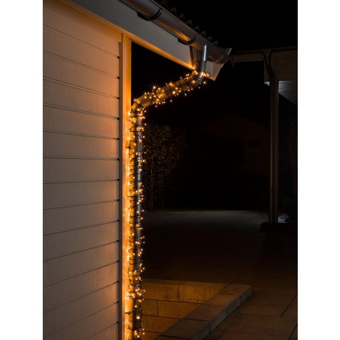 KONSTSMIDE LED-Lichterkette Weihnachtsdeko aussen 120-flammig Micro LED Lichterkette mit Multifunktion 120 bernsteinfarbene Dioden